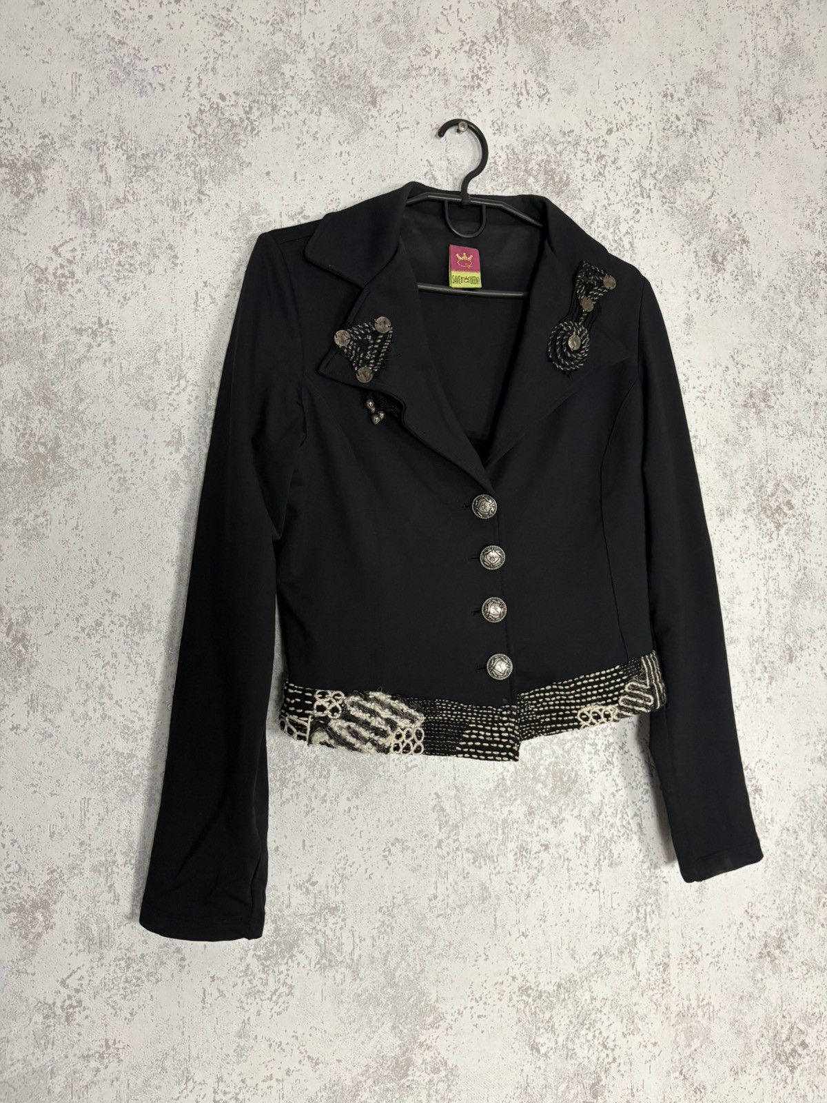 Other Save The Queen Italy Embellished Cropped Blazer Avant Garde Size M / US 6-8 / IT 42-44 - 3 Thumbnail