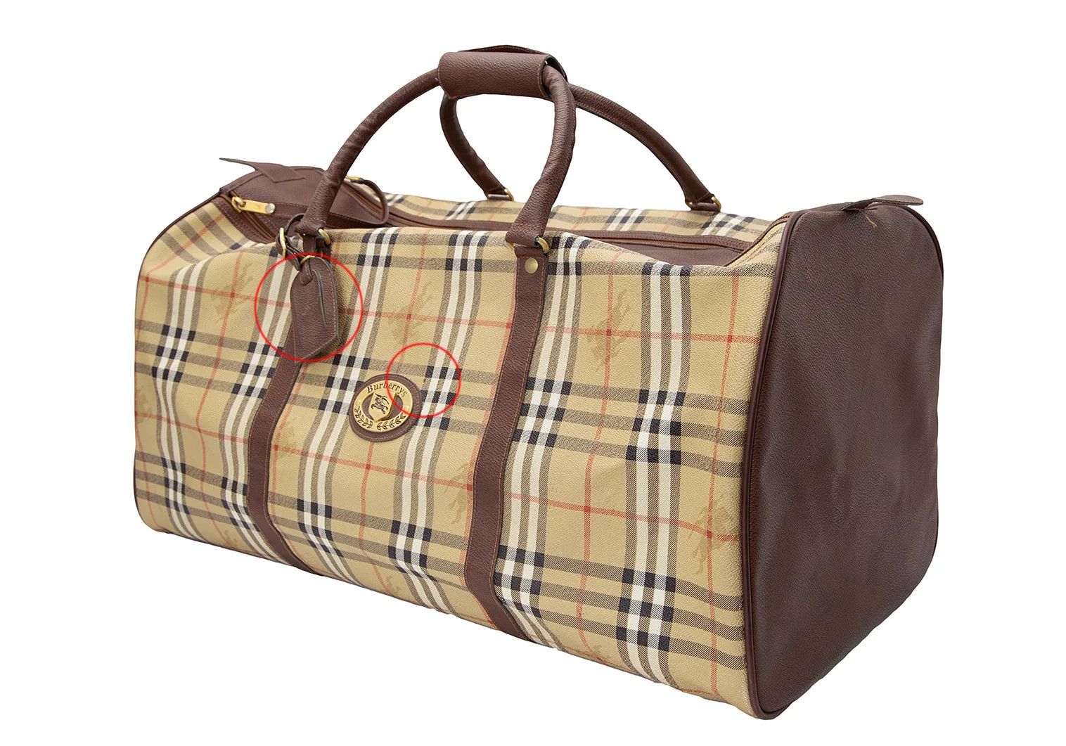 Burberry Haymarket Check Double Zip Boston Bag in Beige Size ONE SIZE - 2 Thumbnail