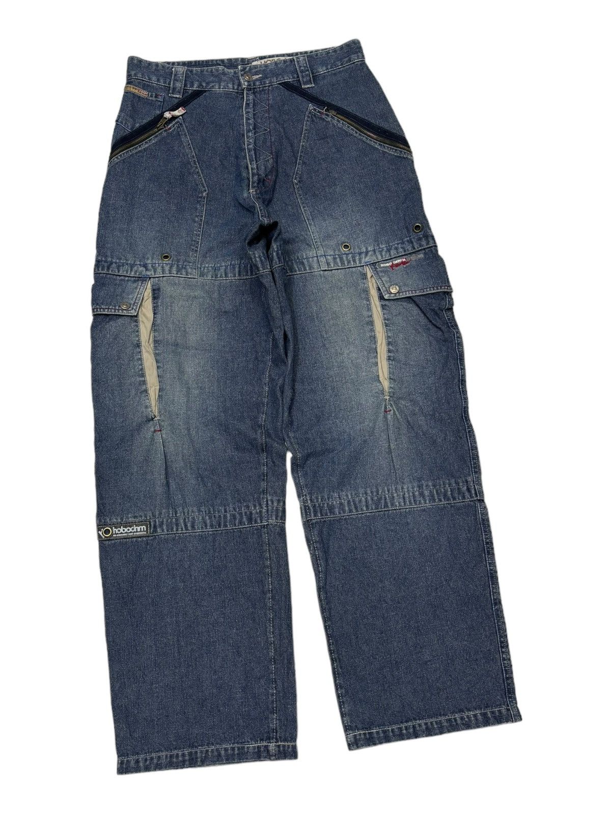 JNCO RARE🔥OG HOBO DENIM BAGGY MULTI POCKET CARGO PANTS Size US 33 - 3 Thumbnail