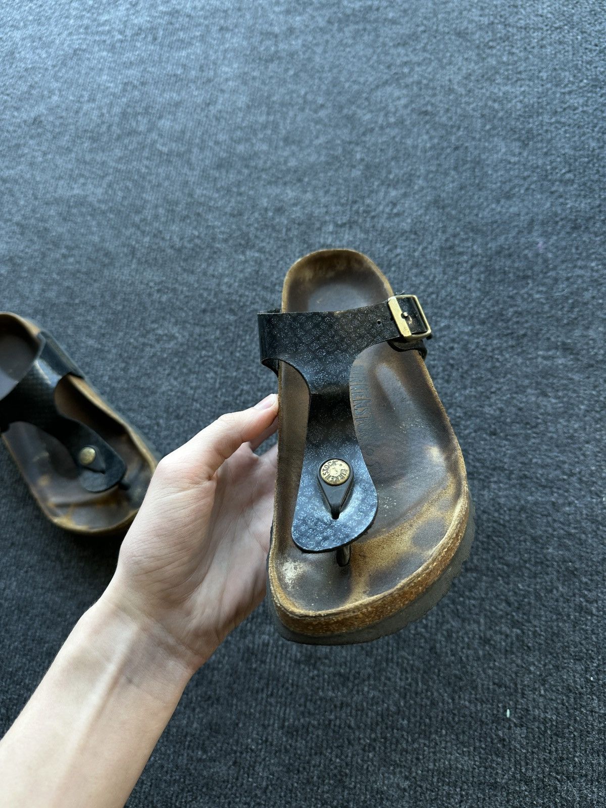 Birkenstock 🚨Vintage Birkenstock 38 black gold Luxe Sandals rare slides Size US 8 / IT 38 - 10 Thumbnail