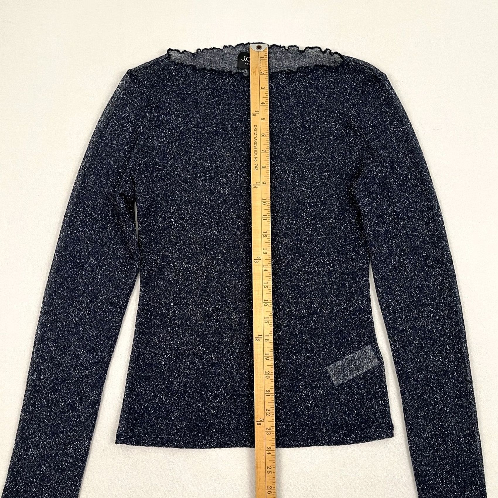 J.Crew J. Crew Blouse Womens L Blue Sheer Metallic Shimmer Boatneck Festival Layer CF674 Size L / US 10 / IT 46 - 3 Thumbnail