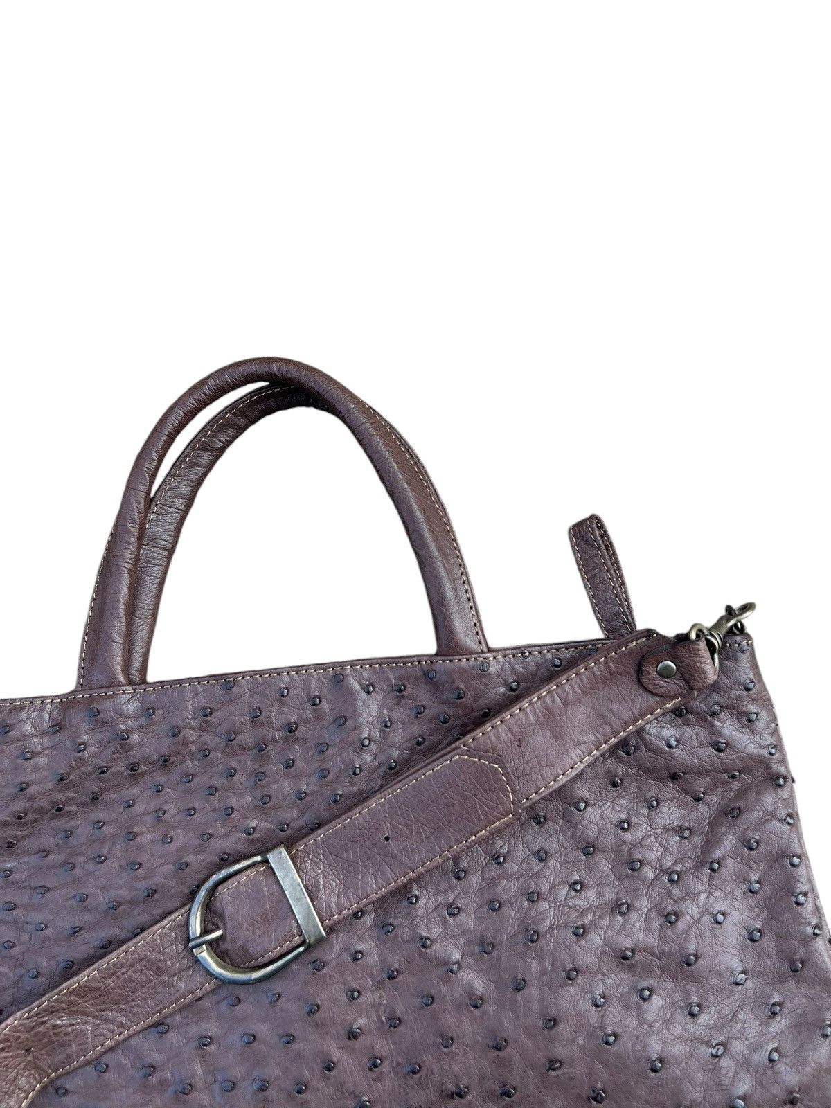 Leather Vintage Ostrich Leather 2 Way Bag AKI Leather Work Japan Size ONE SIZE - 24 Thumbnail