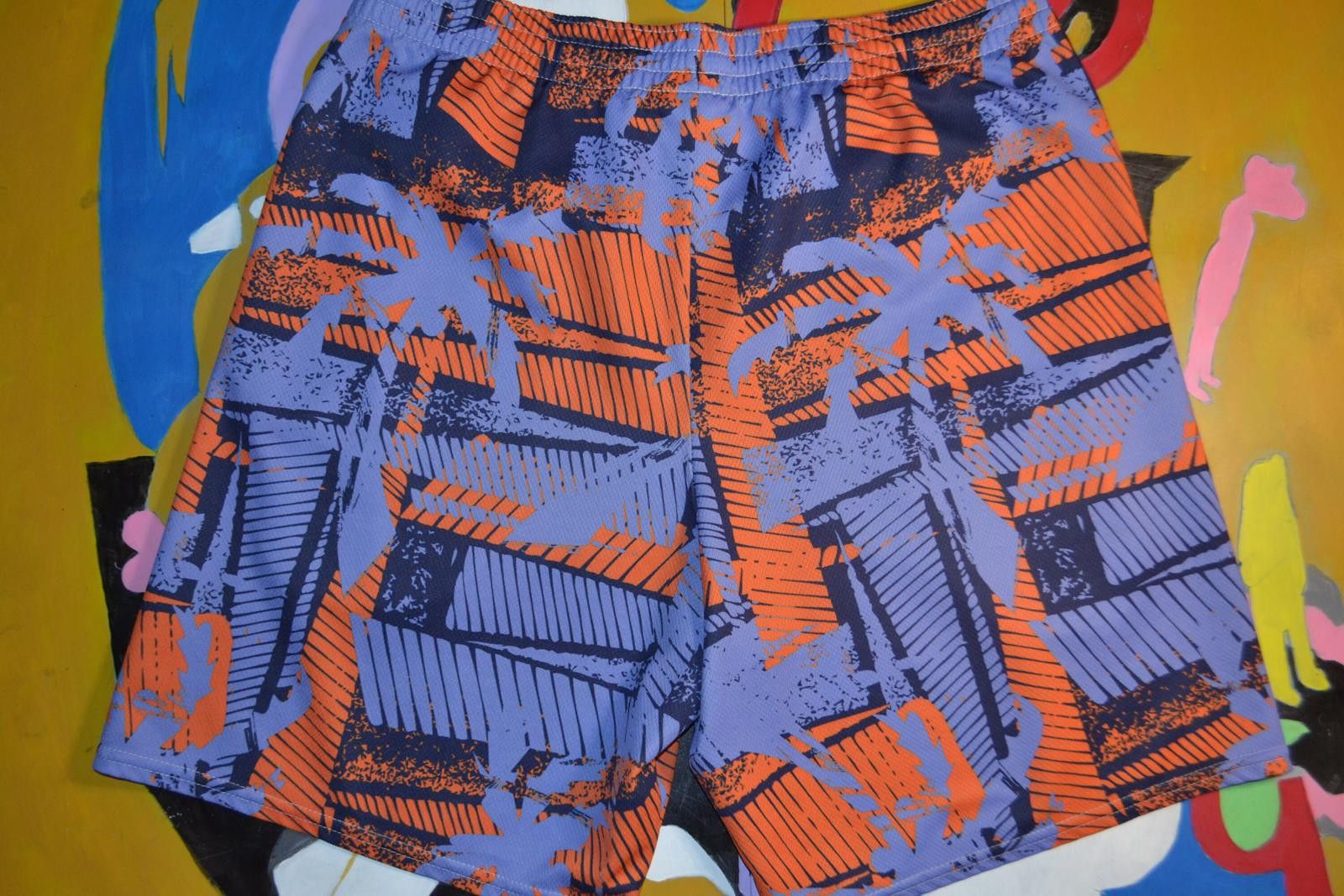 LSDworldpeace Men's Casual Shorts with Orange and Blue Abstract Pattern Size US 32 / EU 48 - 2 Thumbnail