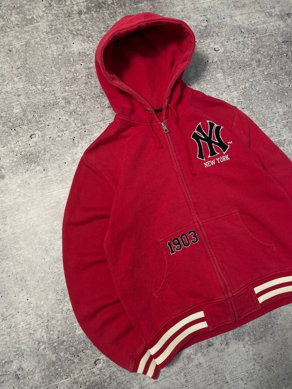 New York Yankees Vintage New York Yankees Big Logo Zip Up Hoodie Y2K Size US L / EU 52-54 / 3 - 2 Thumbnail