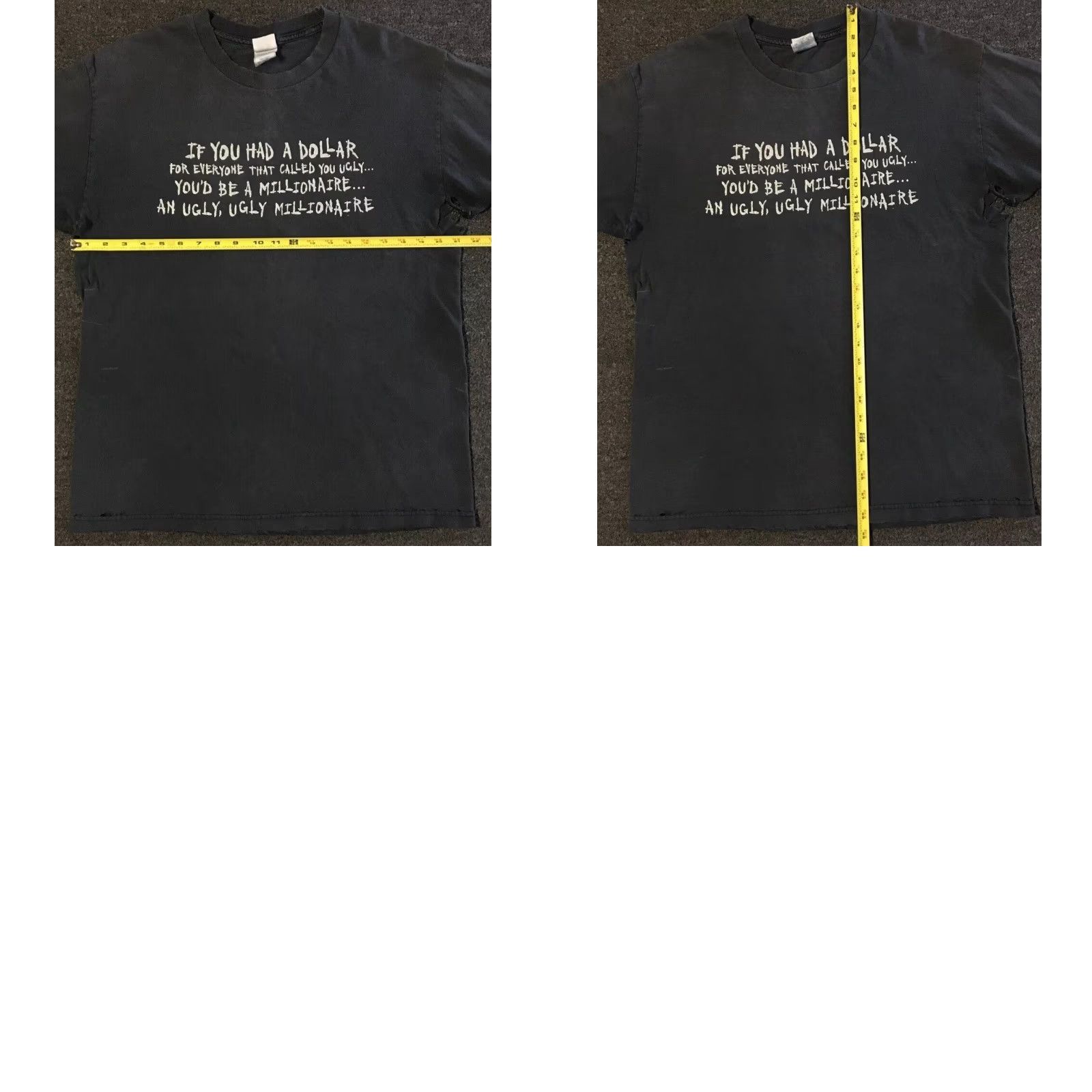 Vintage Vtg Sarcasm You’d Be An Ugly Millionaire Thrashed Faded Shirt L Black 80s 90s Grunge Funny Saying Distressed Vintage T-Shirt Mens Size L Size US L / EU 52-54 / 3 - 11 Thumbnail