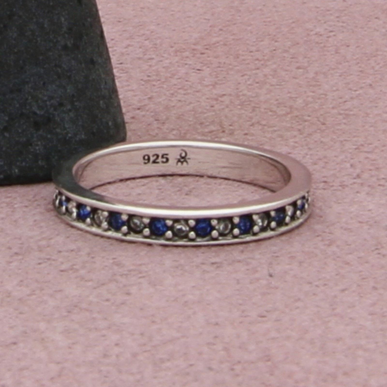 Sterling Silver sterling silver blue & clear cz eternity band ring size 7.75 Size ONE SIZE - 3 Thumbnail