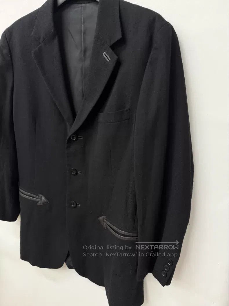 Yohji Yamamoto Yohji Yamamoto size 3 Leather-paneled wool blazer Size 38R - 2 Thumbnail