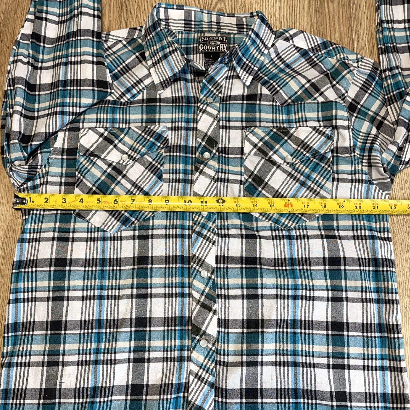 Urban Outfitters VINTAGE Outfitters Mens Long Sleeve Plaid Pearl Snap Button-Up Shirt Casual Large Blue Countries Size US L / EU 52-54 / 3 - 6 Thumbnail