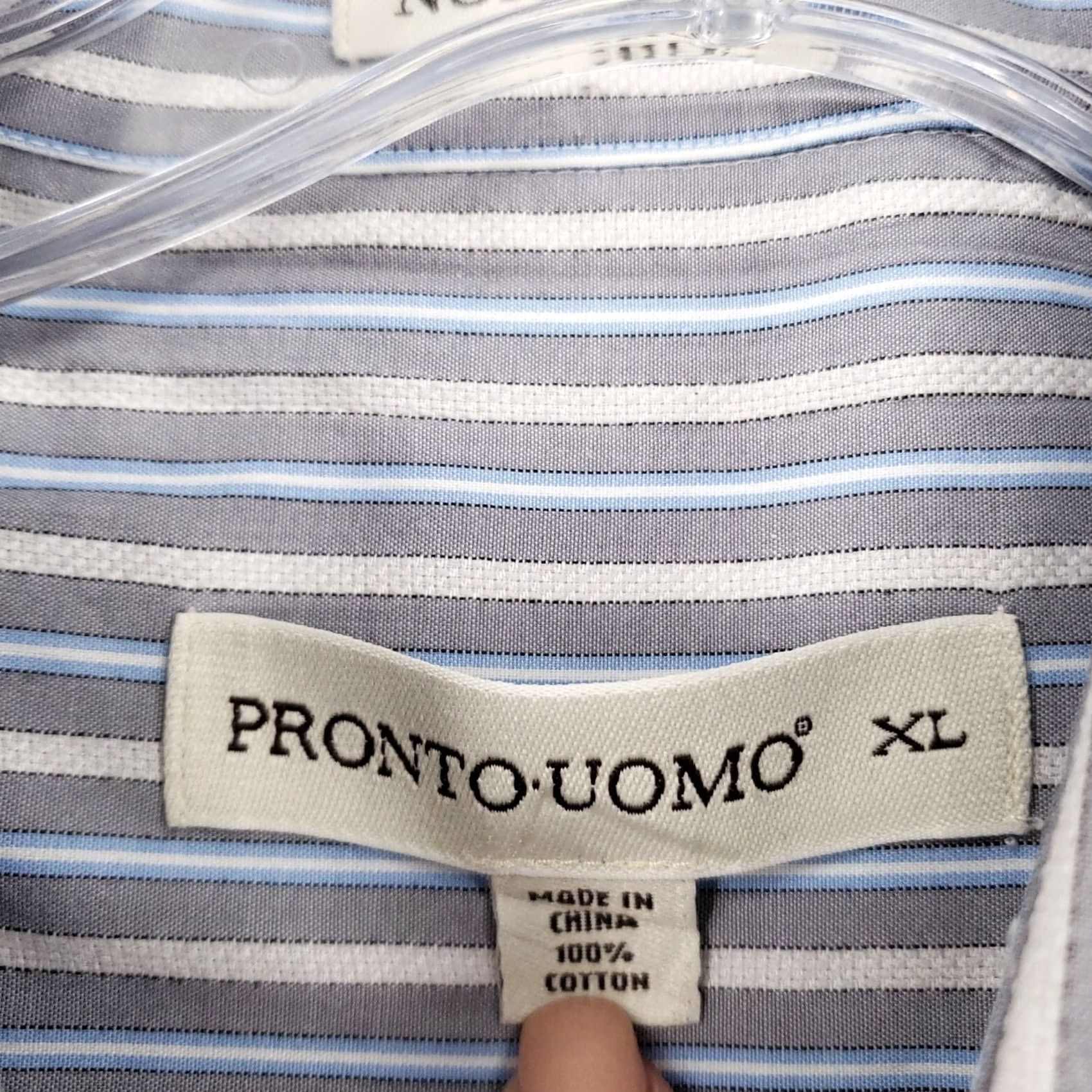 Pronto Uomo Pronto Uomo Button Up Shirt Mens XL Blue Striped Pocket Long Sleeves Non Iron Size US XL / EU 56 / 4 - 3 Thumbnail