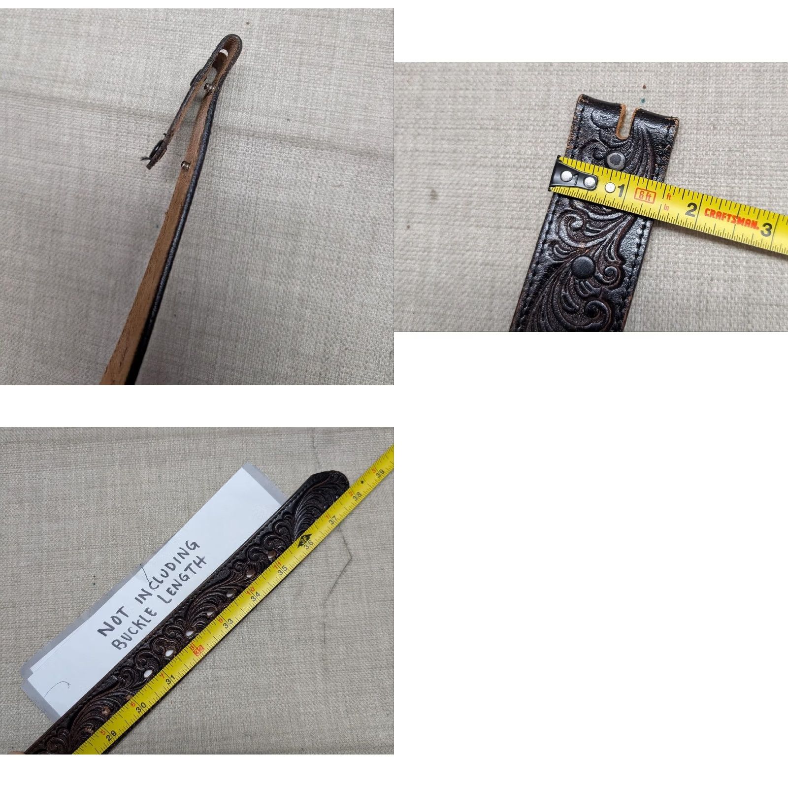 Vintage VINTAGE Justin USA MADE TOOLED belt 32 brown leather Western Mens belt Size 32 - 8 Thumbnail