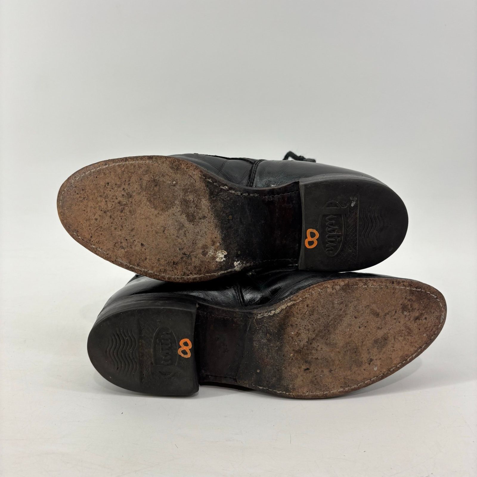 Justin Boots Justin Womens Size 5.5 Boots USA Black Leather Western Roper Size US 5.5 / IT 35.5 - 4 Thumbnail