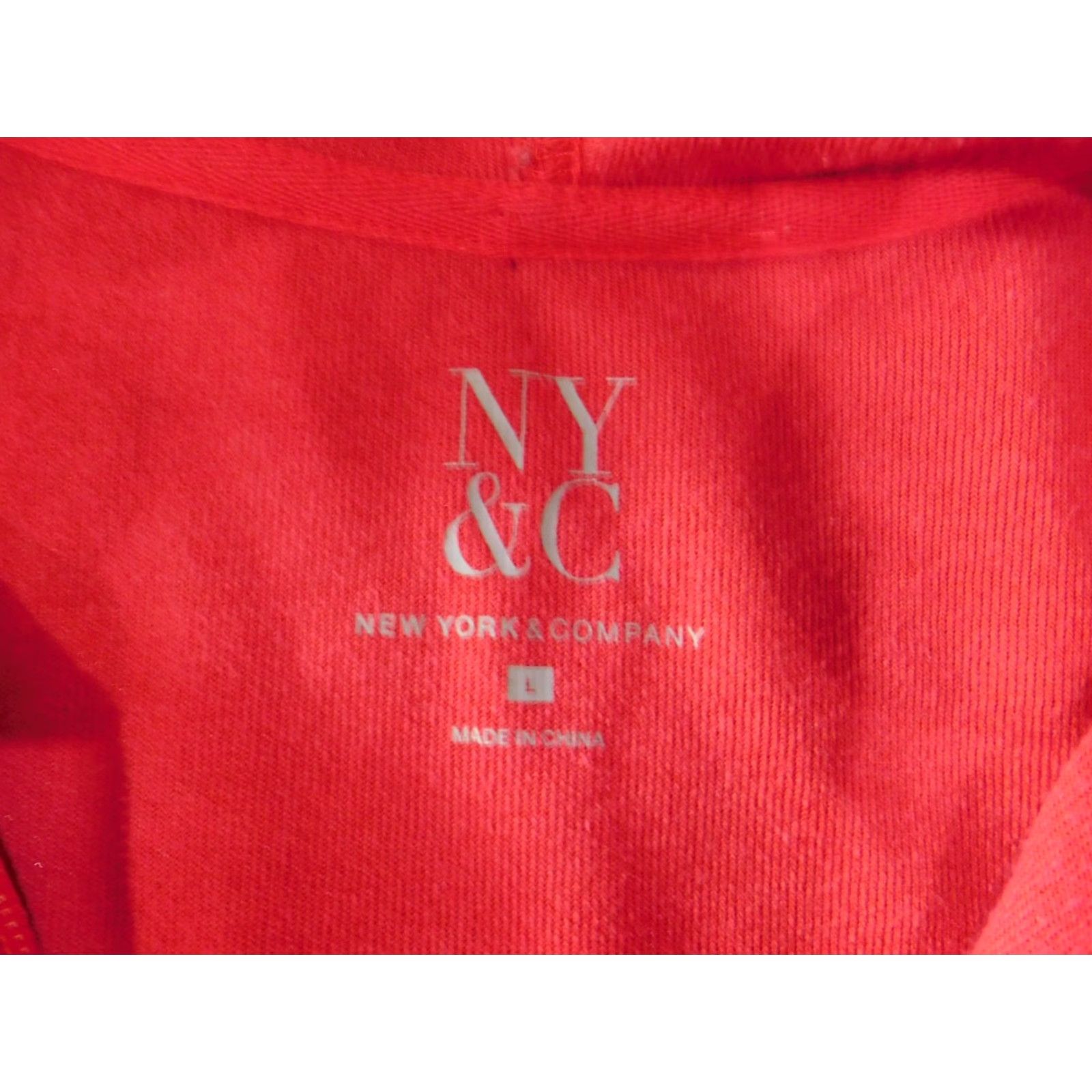 Vintage New York & Company Womens Sweater Full Zip Hoodie L Red Knit Polyester Raglan Sleeve Mock Neck Vintage? No Size L / US 10 / IT 46 - 5 Thumbnail