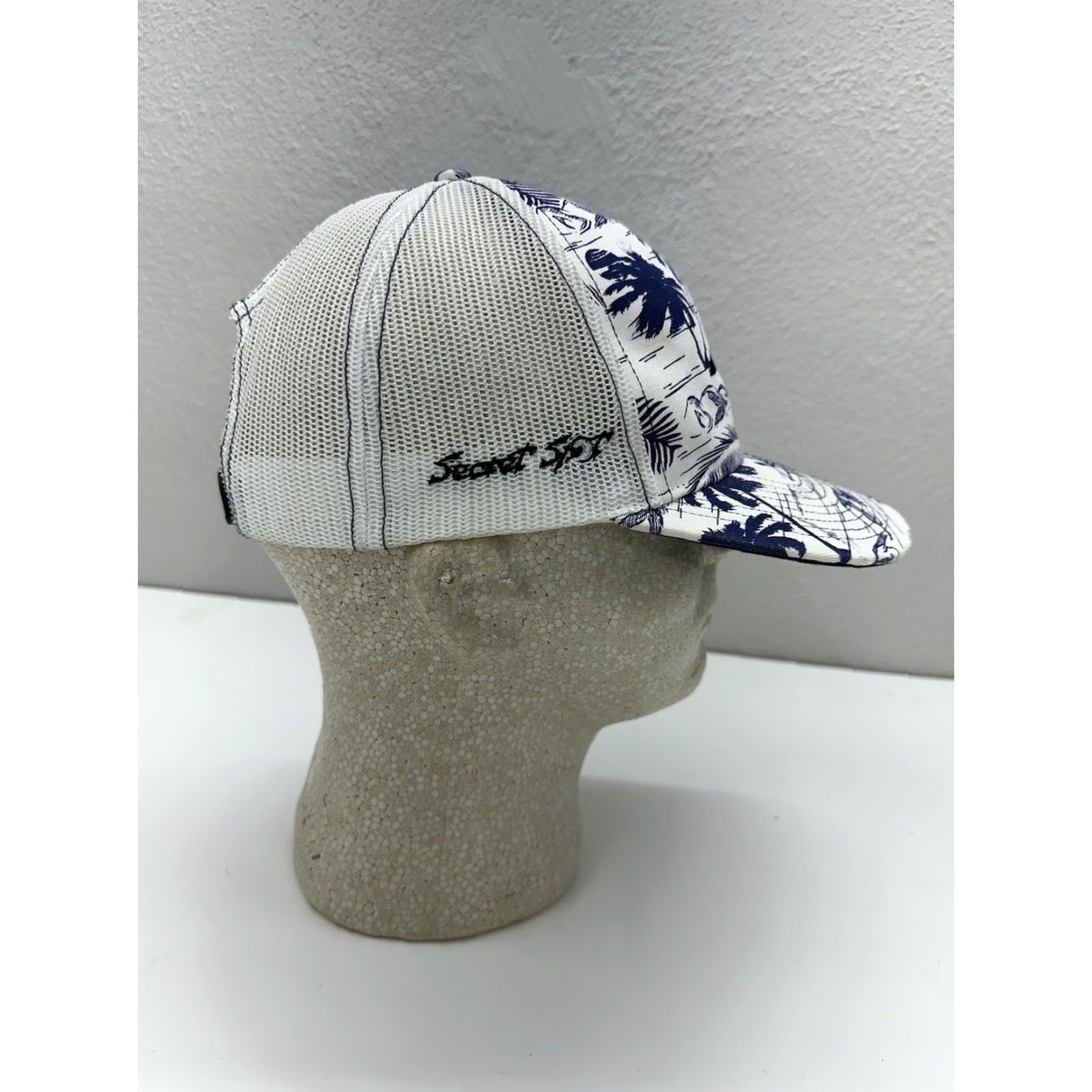 Vintage Richardson Snapback Hat White Blue Palm Trees North Carolina Logo Secret SPF Mens Hat One Size Blue Cotton Adjustable Outdoor Size ONE SIZE - 6 Thumbnail