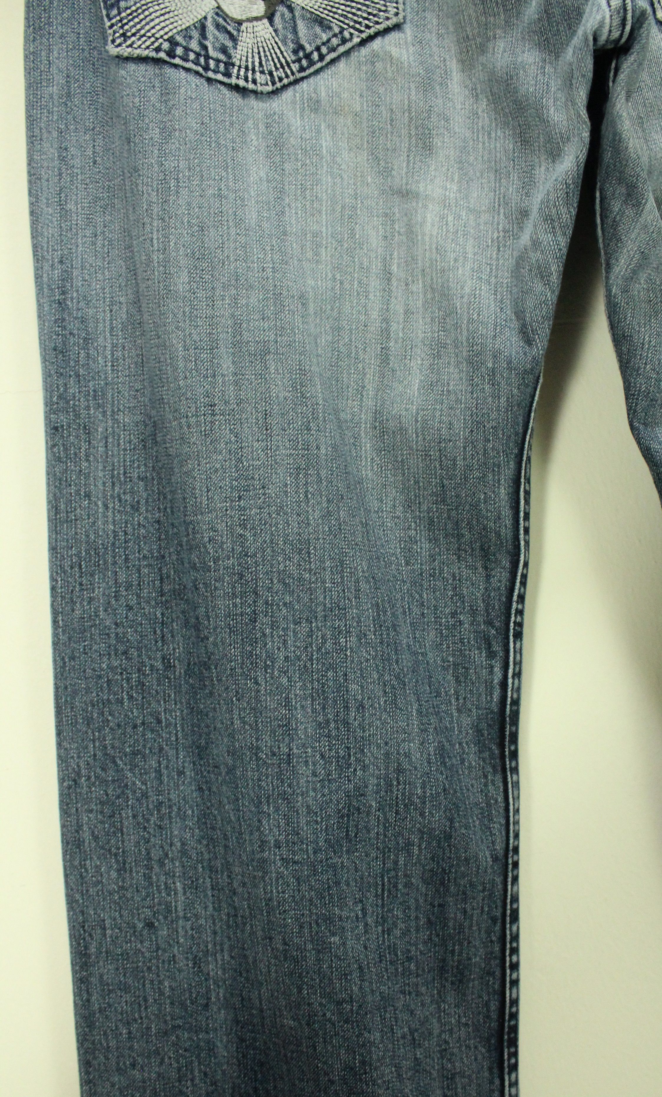 Japanese Brand Vintage Denim Embroidered Skull Logo Size US 35 - 5 Thumbnail
