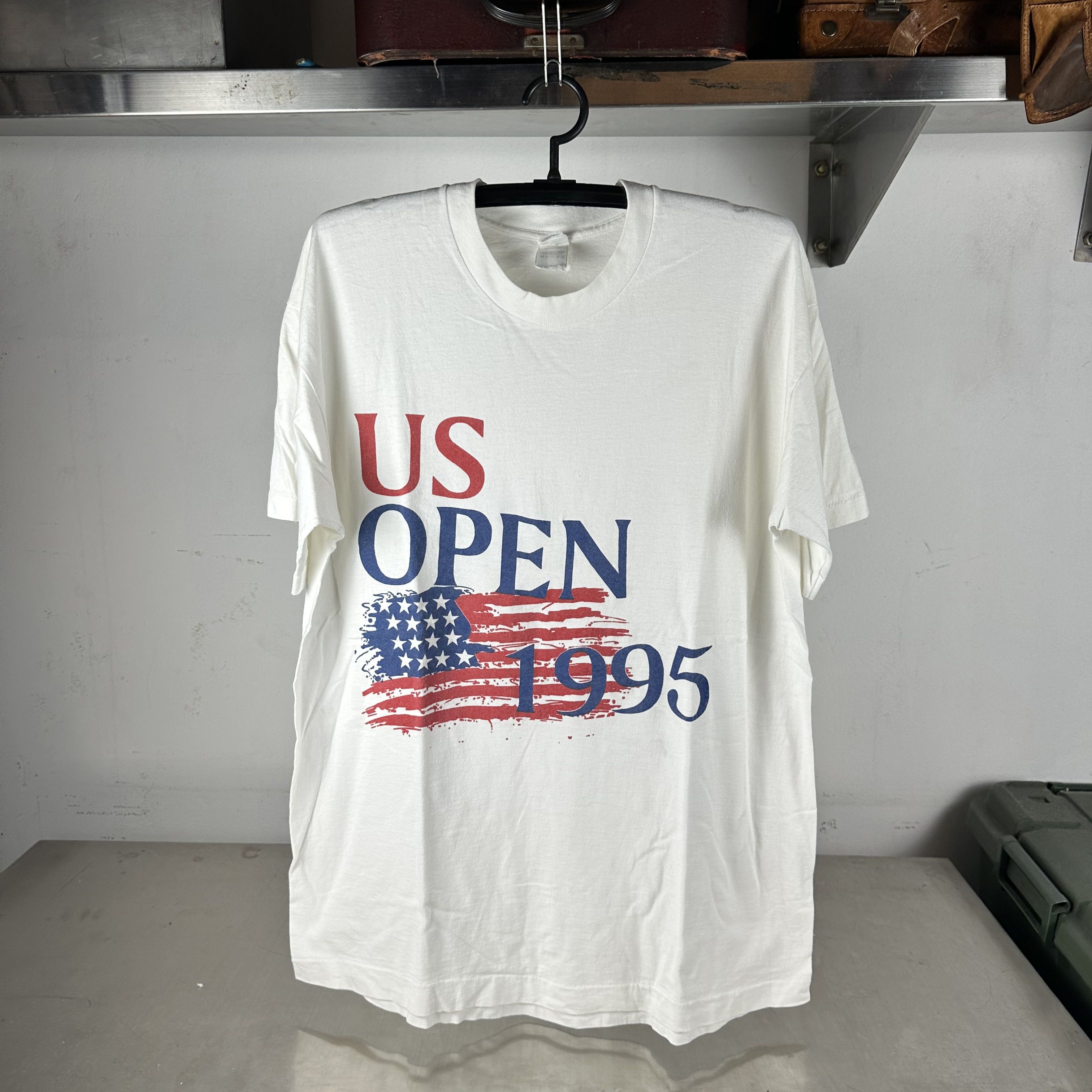 Vintage Heineken US Open Tennis John McEnroe Art Spell Out T-Shirt 