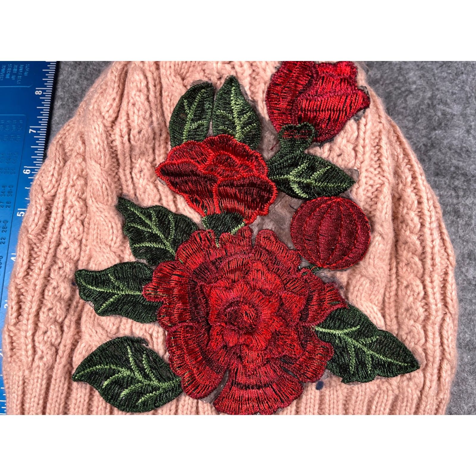 Pinko VINTAGE Floral Beanie Womens One Size Pink Acrylic Knit Outdoor Ski Casual Winter Size ONE SIZE - 2 Thumbnail