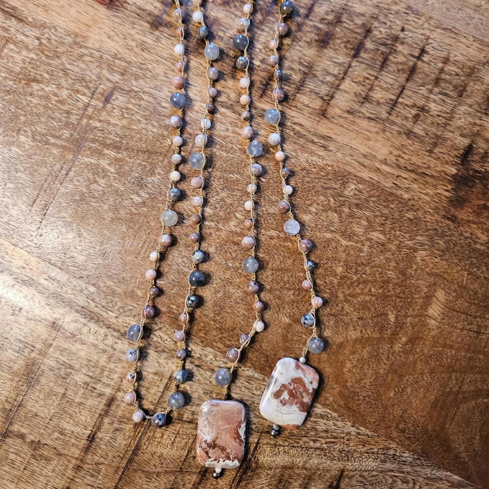 Designer Handmade Lariat Style Red Giraffe Jasper Necklace Size ONE SIZE - 7 Thumbnail