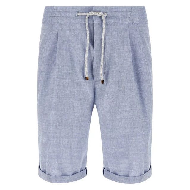 Brunello Cucinelli BRUNELLO CUCINELLI Blue Linen/Wool Shorts New & Authentic (M Size US 32 / EU 48 - 1 Thumbnail
