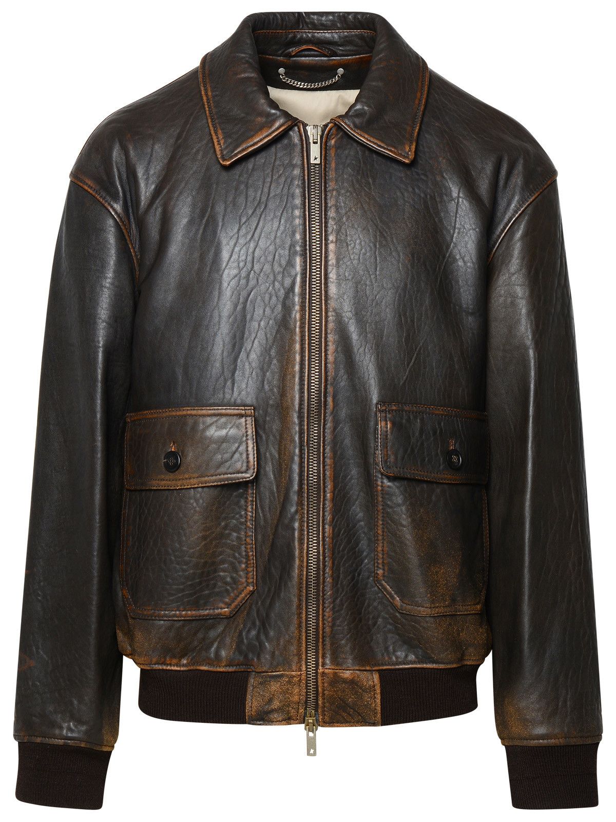 image of Golden Goose Brown Leather Jacket, Men's (Size Large)
