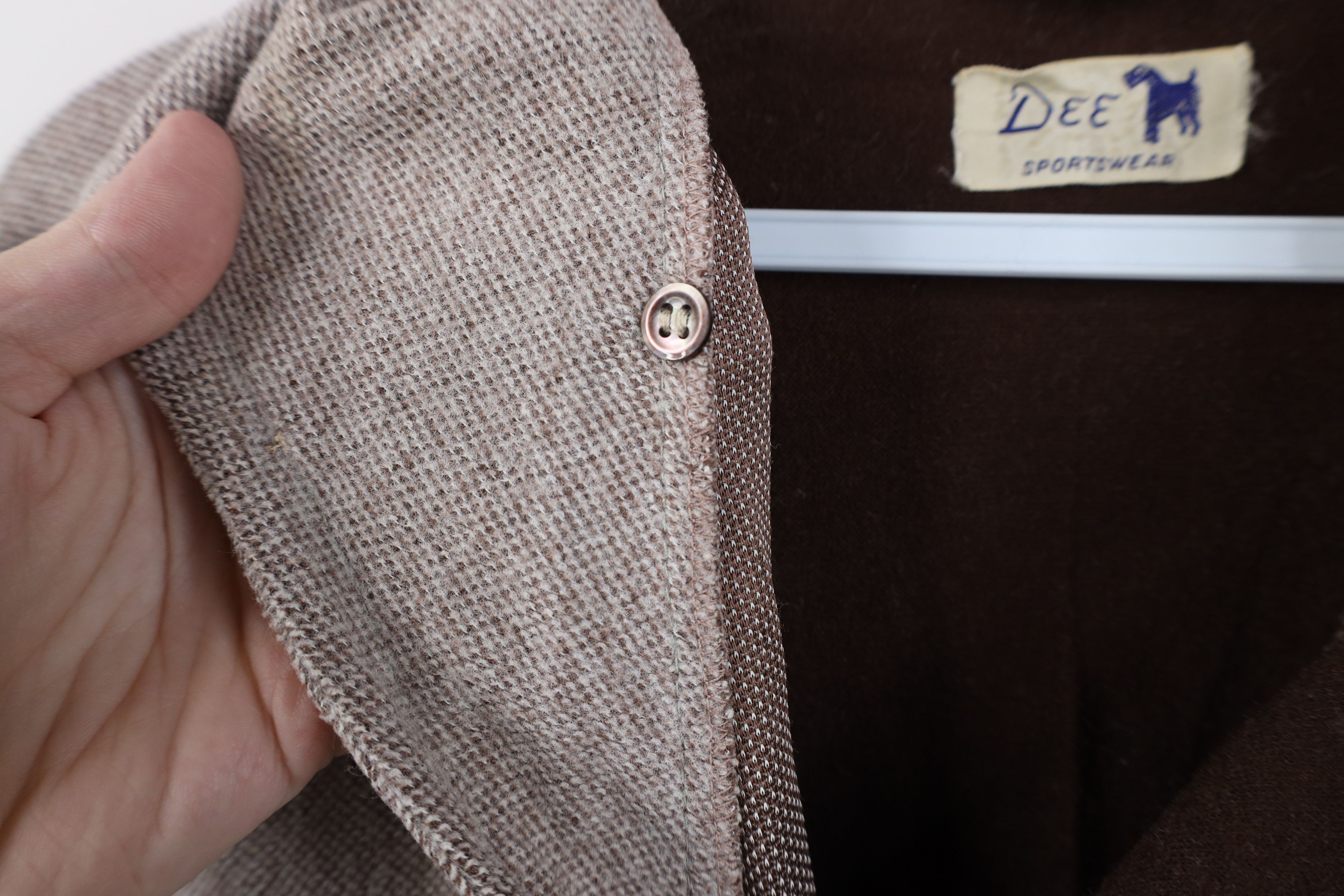 Vintage Vintage 50s 60s Streetwear Looped Collar Knit Polo Brown USA Size US L / EU 52-54 / 3 - 7 Thumbnail