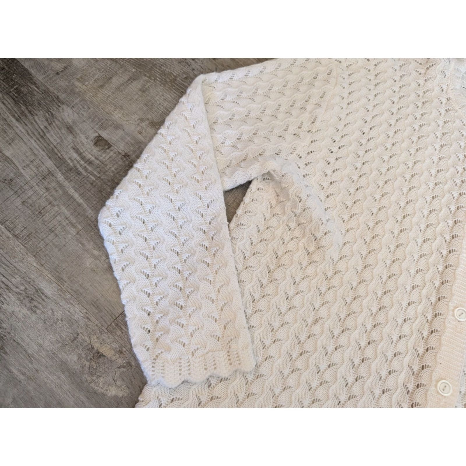 Vintage VINTAGE Carly Blake Cardigan Shirt Womens 1X White Open-Knit Cotton 80s 90s Hipster Elegant USA Made Size XL / US 12-14 / IT 48-50 - 3 Thumbnail