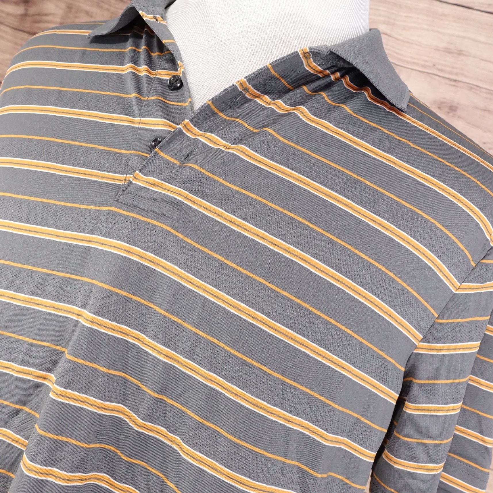 Croft & Barrow CROFT & BARROW PERFORMANCE GREY ORNAGE STRIPED GOLF POLO SHIRT MENS SIZE L LARGE Size US L / EU 52-54 / 3 - 2 Thumbnail