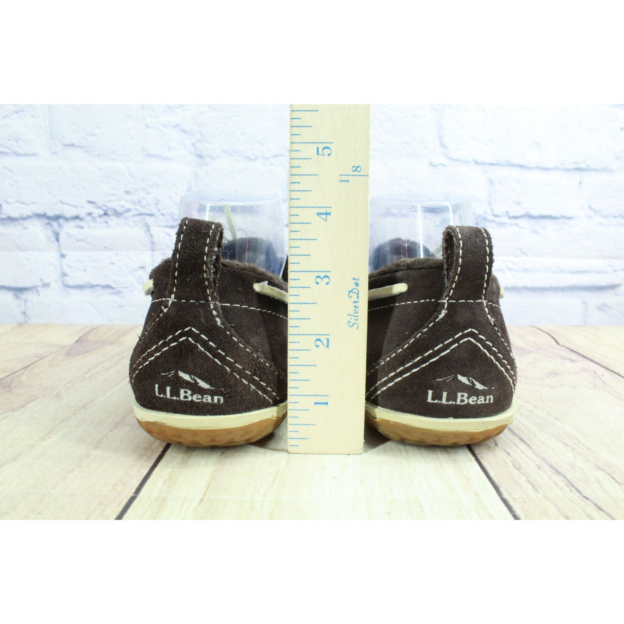 L.L. Bean LL Bean Women’s Brown Suede Plaid Lined Moc Slippers 8 Size US 8 / IT 38 - 6 Thumbnail