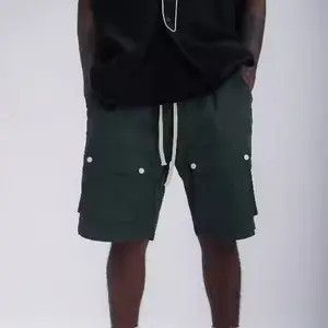 Jean Button Decor Big Pocket Green Shorts Size US 32 / EU 48 - 4 Thumbnail