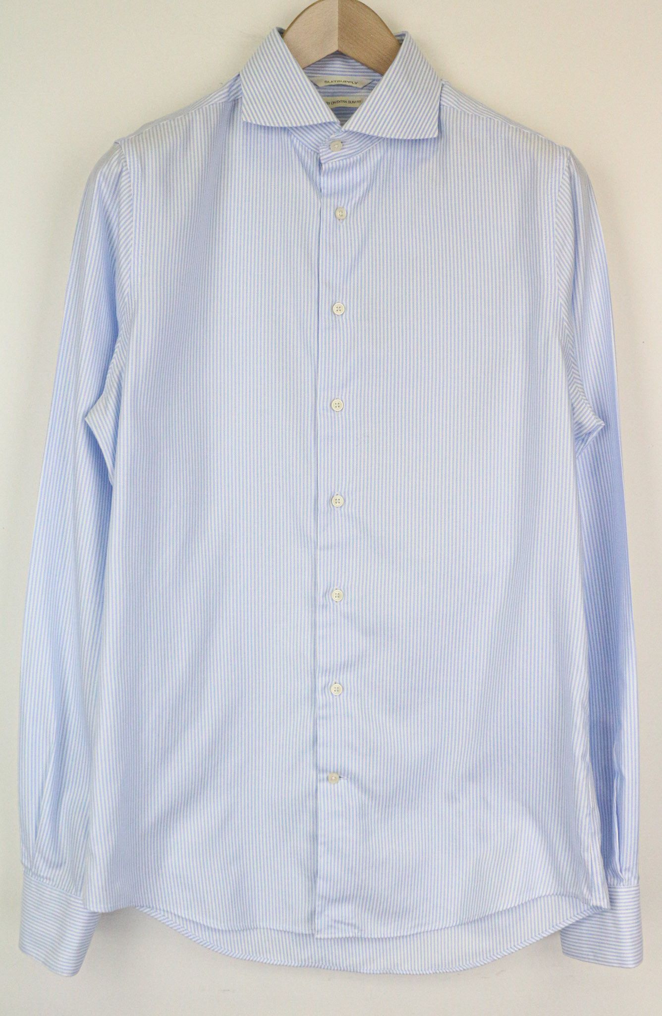 Suitsupply 40L/15 3/4L Extra Slim Blue Cotton Shirt 78579 Size 40L - 1 Thumbnail
