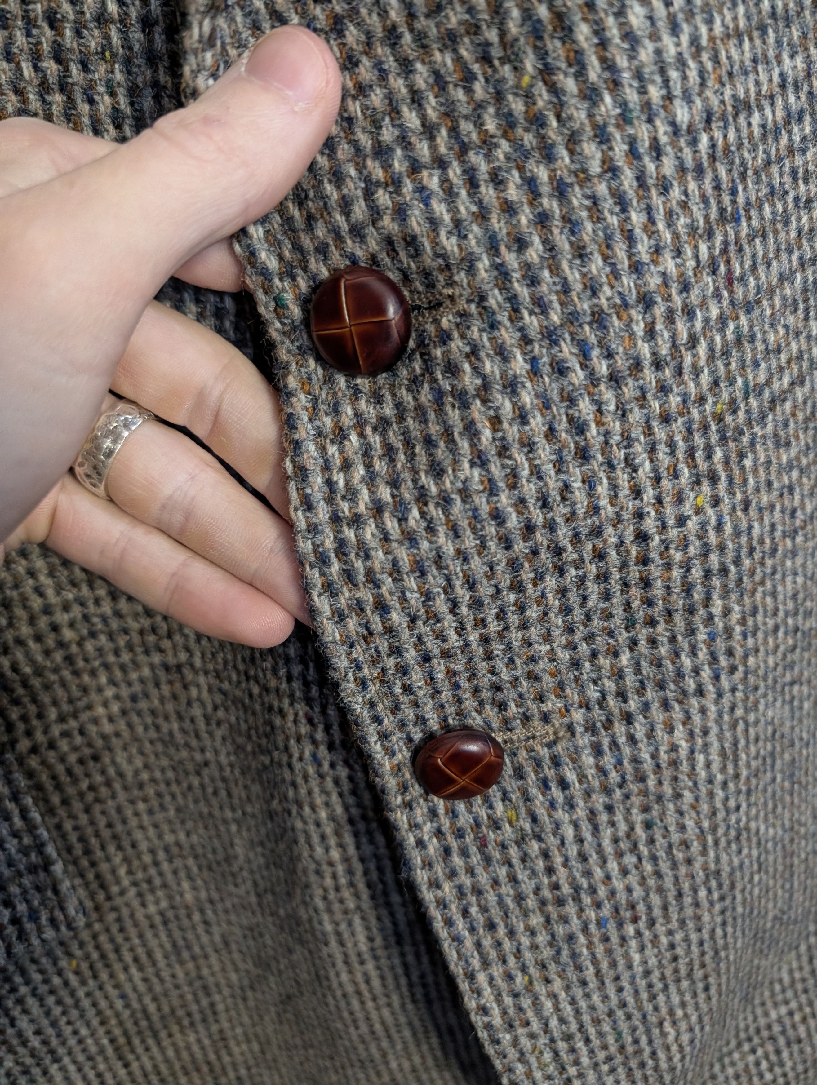 Harris Tweed Vintage speckled knit Scottish wool custom jacket Size 48R - 4 Thumbnail