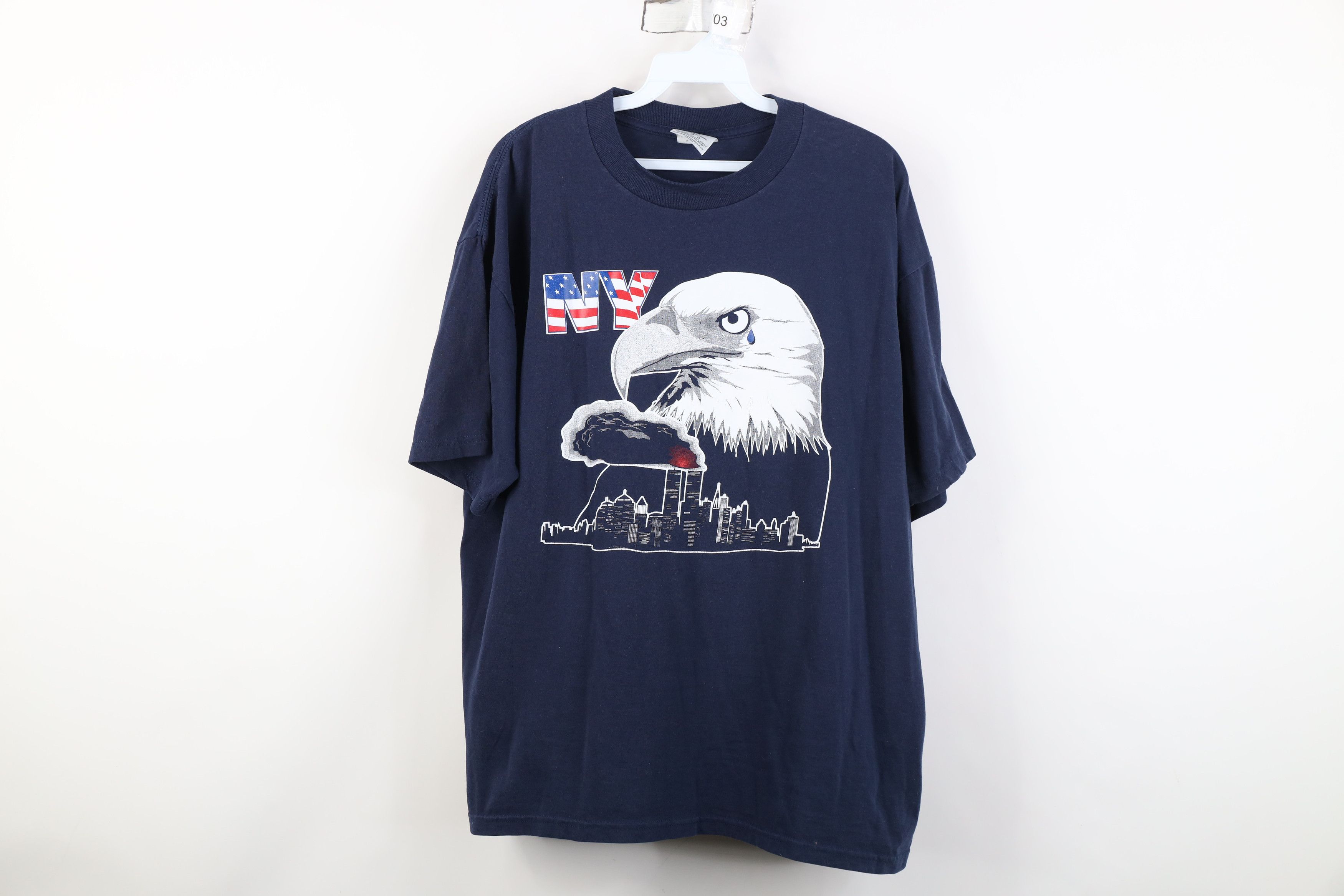 Vintage Vintage Y2K September 11 World Trade New York Eagle T-Shirt Size US L / EU 52-54 / 3 - 1 Thumbnail