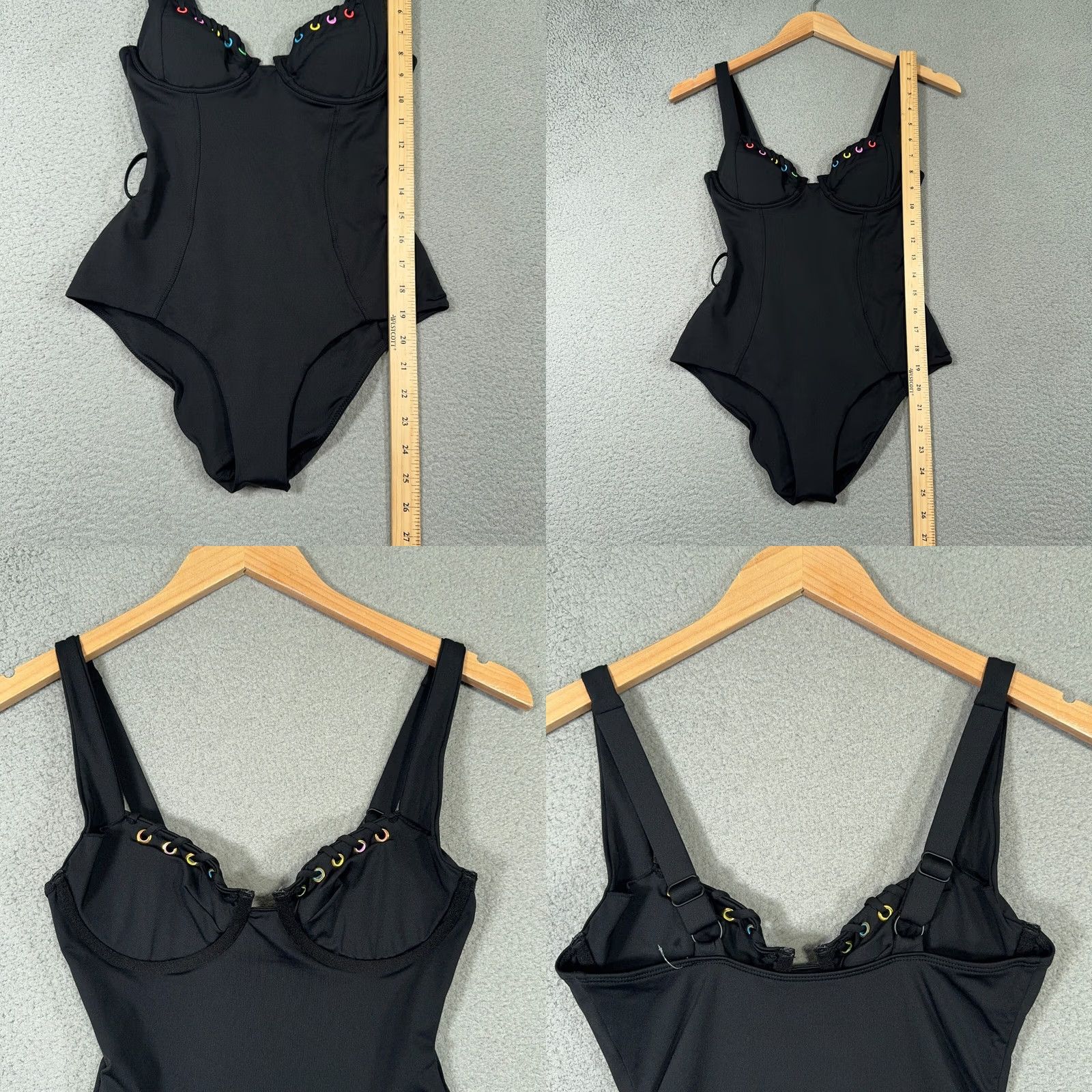 Vintage Vetchy One Piece Swimwear Women S Black Nylon Spandex Tank Adjustable Strap Built-In Bra Removable Pads Lace Underwire Victoria Beach Resort Vintage? Size ONE SIZE - 8 Thumbnail