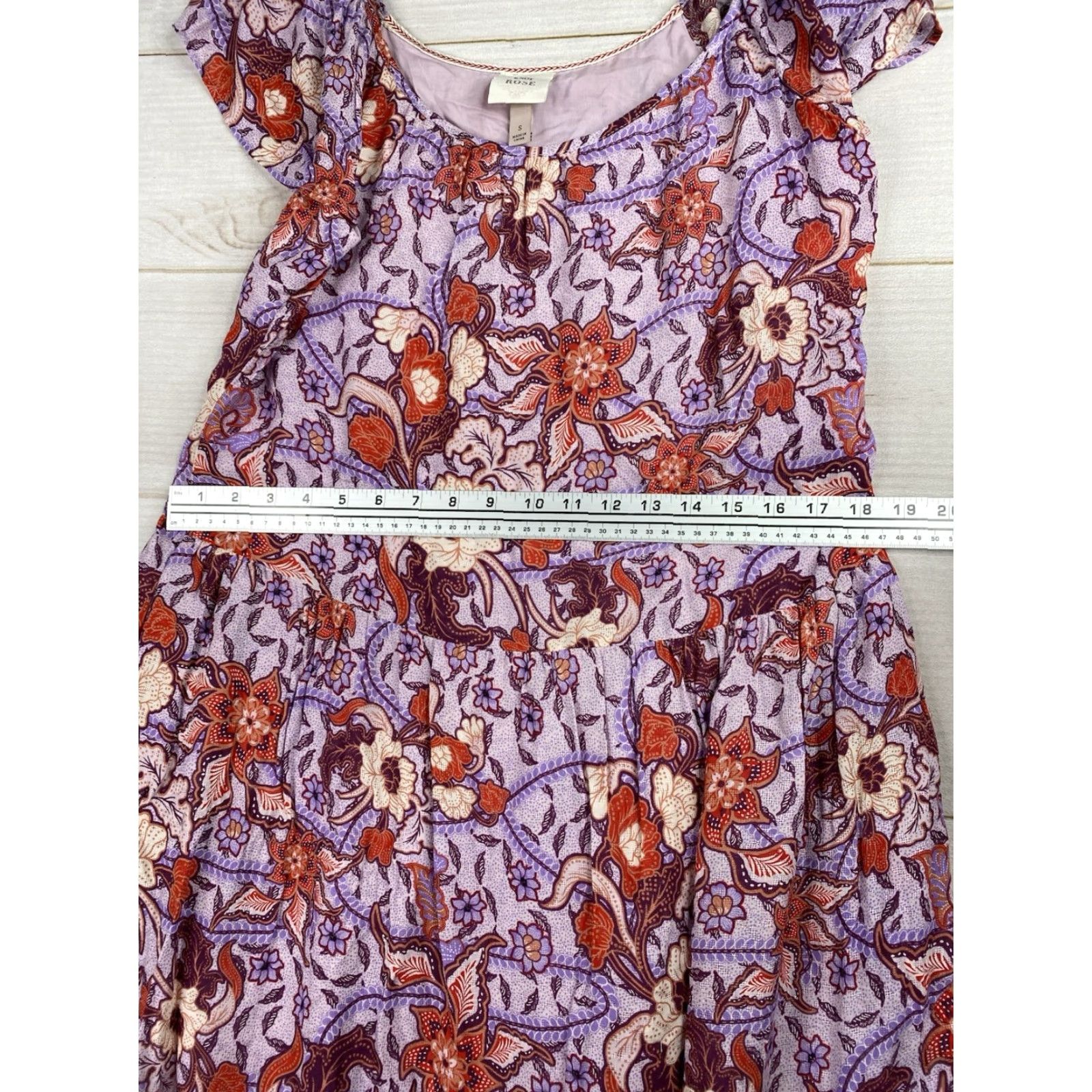 Vintage Knox Rose Maxi Dress Purple S Navy Short Sleeve Lined Boho Floral 90s? (Wait) Size 28" / US 6 / IT 42 - 5 Thumbnail