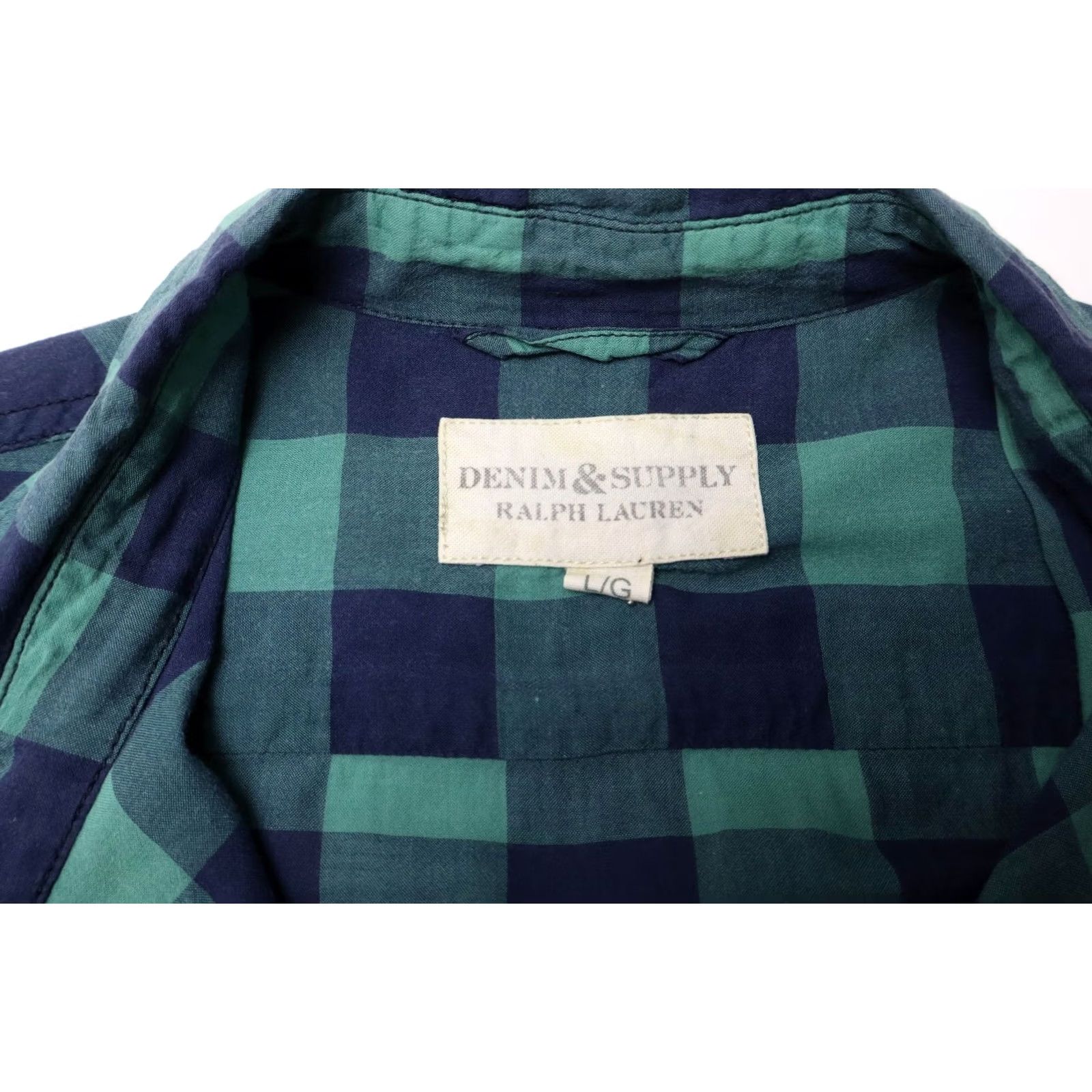 Vintage DENIM & SUPPLY RALPH LAUREN Shirt Men's LARGE Blue Check Patched Pockets Shirt Size US L / EU 52-54 / 3 - 7 Thumbnail