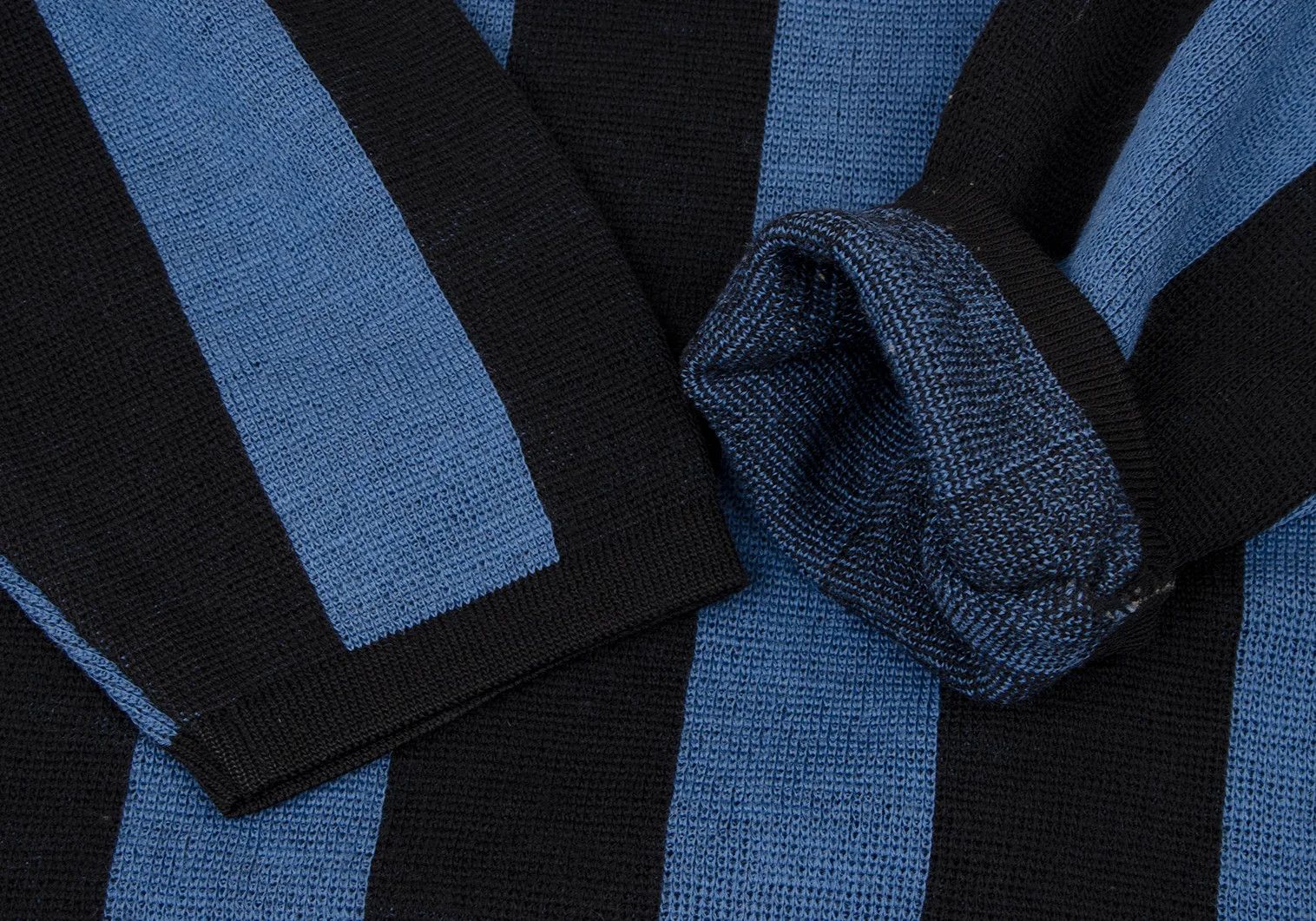 Issey Miyake Wool Stripe Knit in Black and Blue, Size M Size US M / EU 48-50 / 2 - 5 Thumbnail