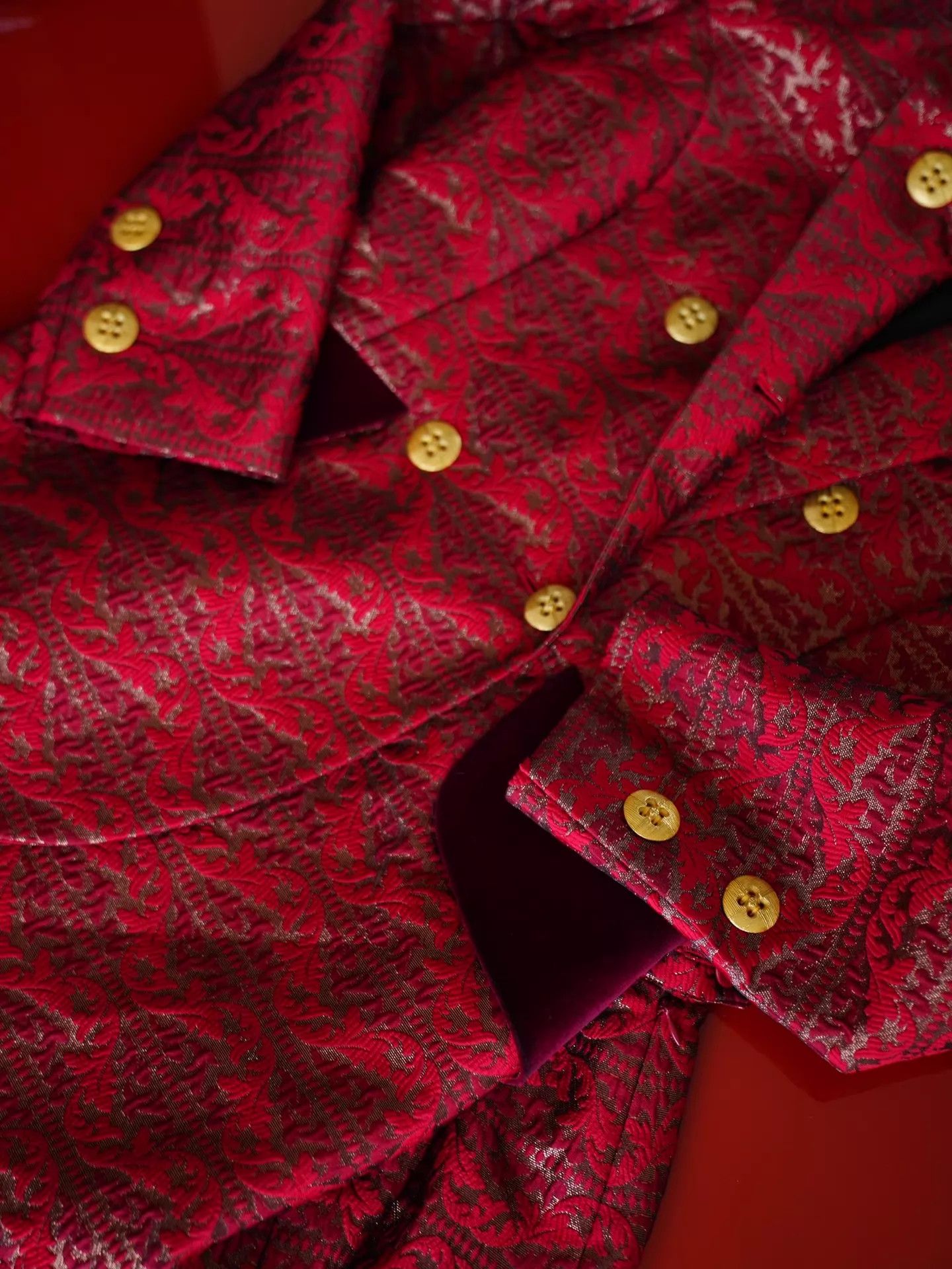 Givenchy Givenchy Vintage Red Gold Embossed Velvet Skirt Set 42/L Size M / US 6-8 / IT 42-44 - 5 Thumbnail