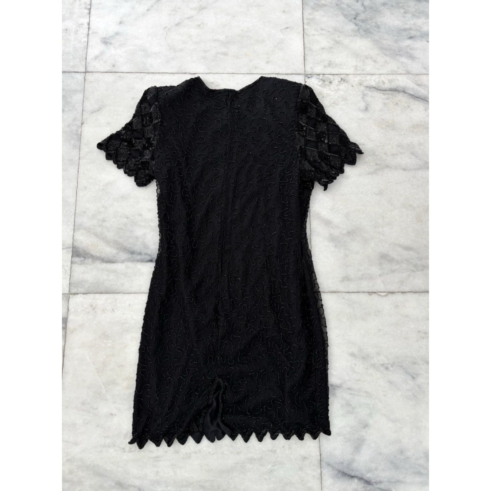 laurence kazar beaded dress 80s Laurence Kazar Emerald Green Sequined Beaded Shinning Dress Style   Cougar Vintage Shop