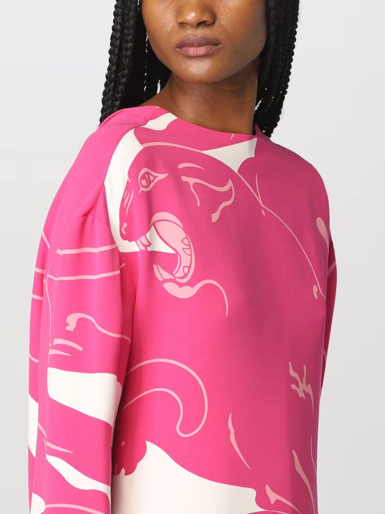 Valentino o1y0326 Blouse in Fuchsia/White Size M / US 6-8 / IT 42-44 - 5 Thumbnail