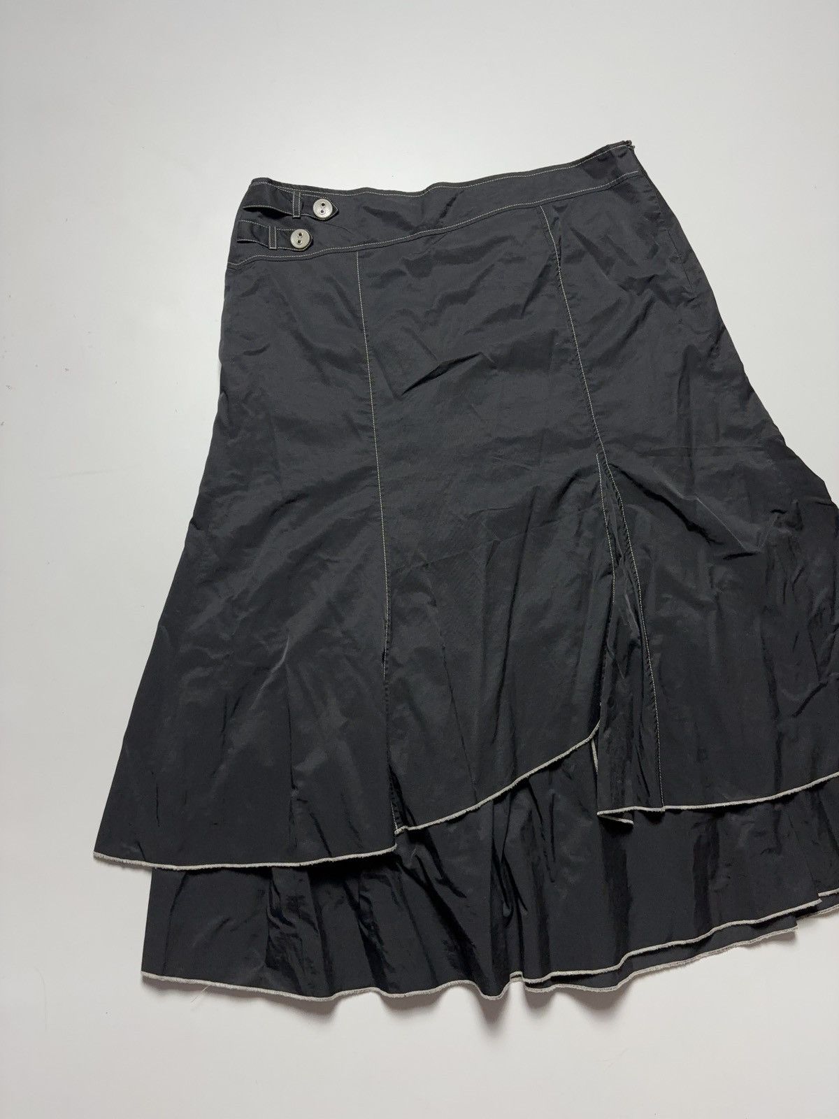 Japanese Brand × Vintage ASYMMETRIC MIDI RUFFLE GLAMOUR SKIRT Size 31" - 4 Thumbnail
