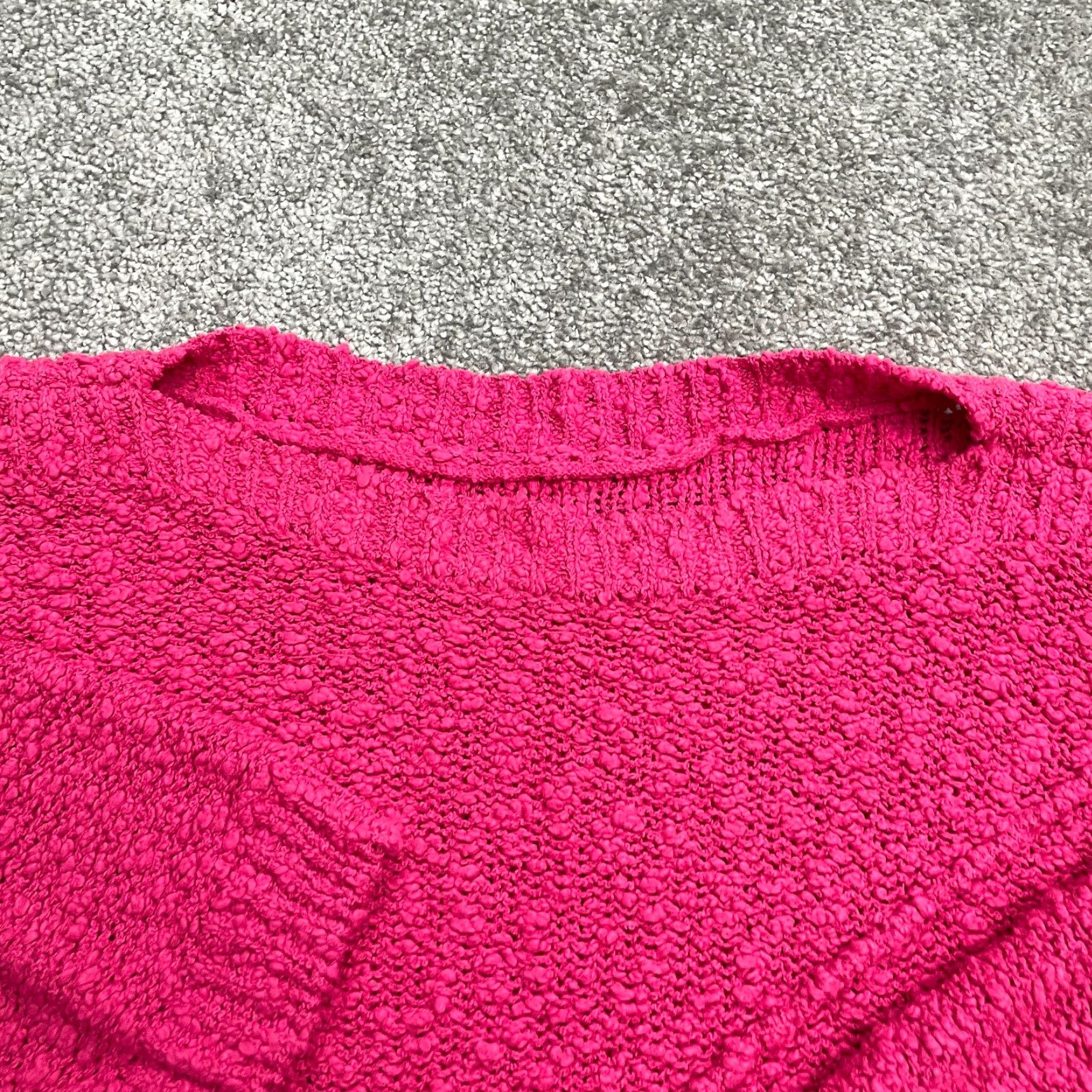 Pinko Popcorn Pullover Sweater Womens Large Hot Pink Crew Neck Knit Casual Stretch Size L / US 10 / IT 46 - 3 Thumbnail