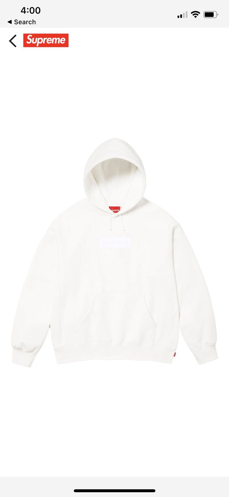 image of Supreme White Box Logo Bogo F/w23, Men's (Size XL)