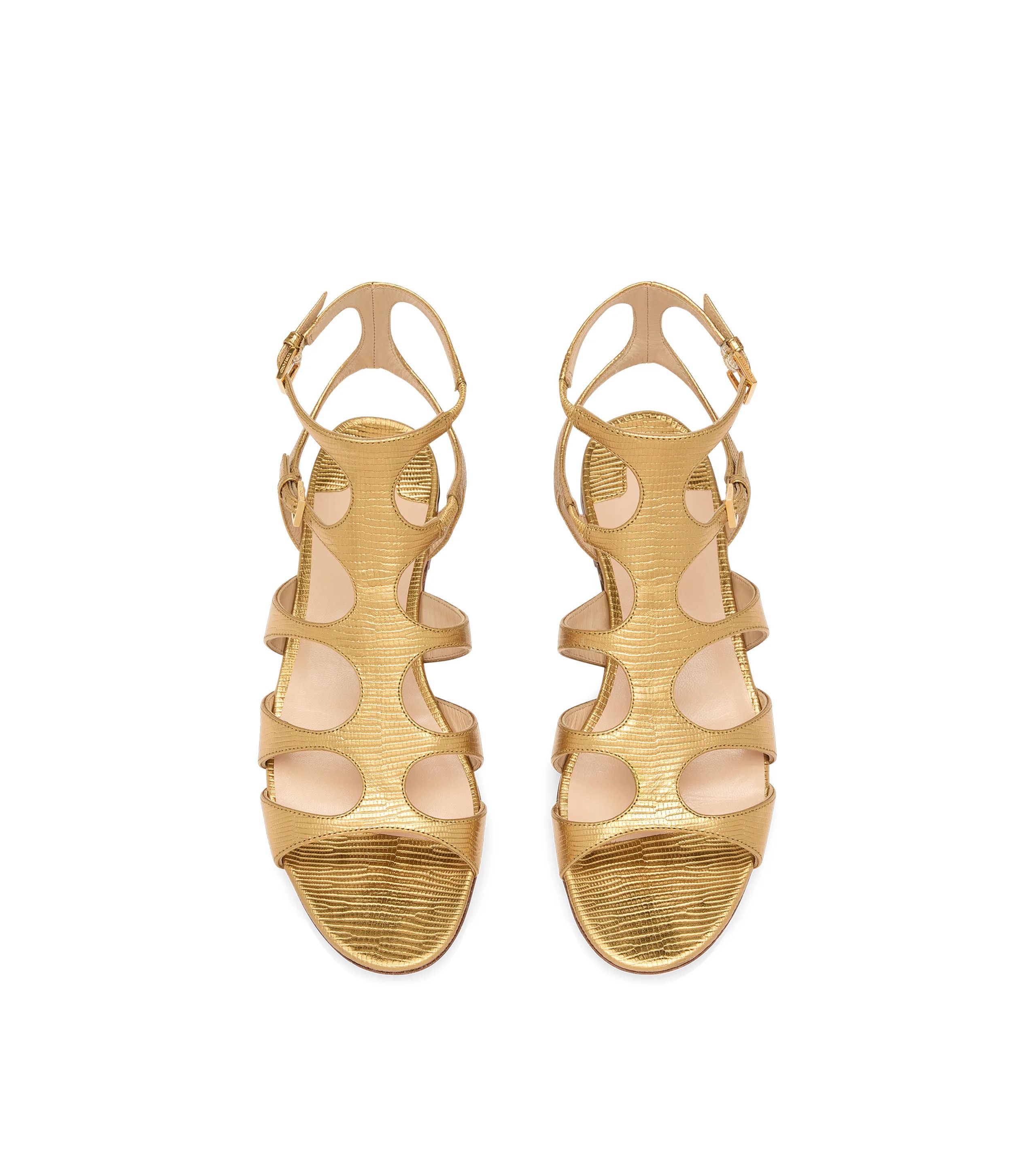 Tom Ford o1loc1c0226 W3630 Paradis Metallic Leather Sandals in Gold Size US 6 / IT 36 - 4 Thumbnail