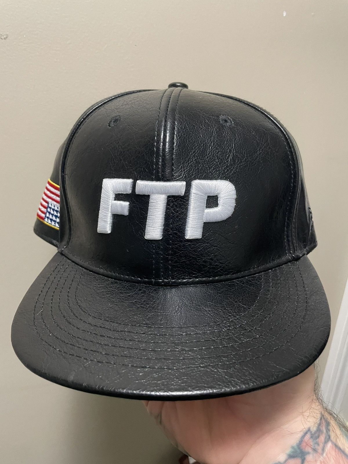 Fuck The Population Ftp leather fitted hat Size ONE SIZE - 1 Thumbnail