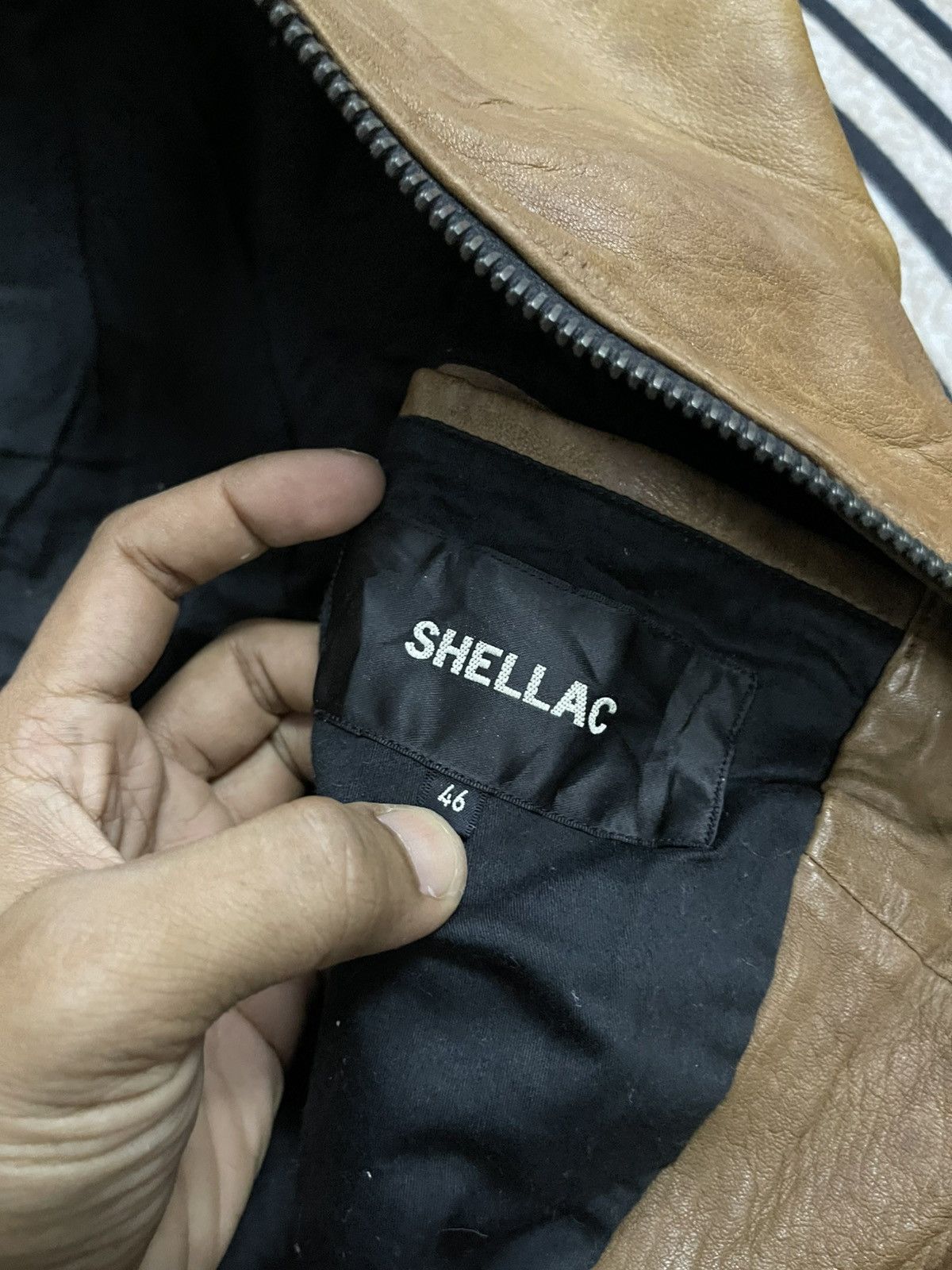 Shellac 2000s SHELLAC SHEEP SKIN BIKER LEATHER JACKET RARE Size US S / EU 44-46 / 1 - 10 Thumbnail