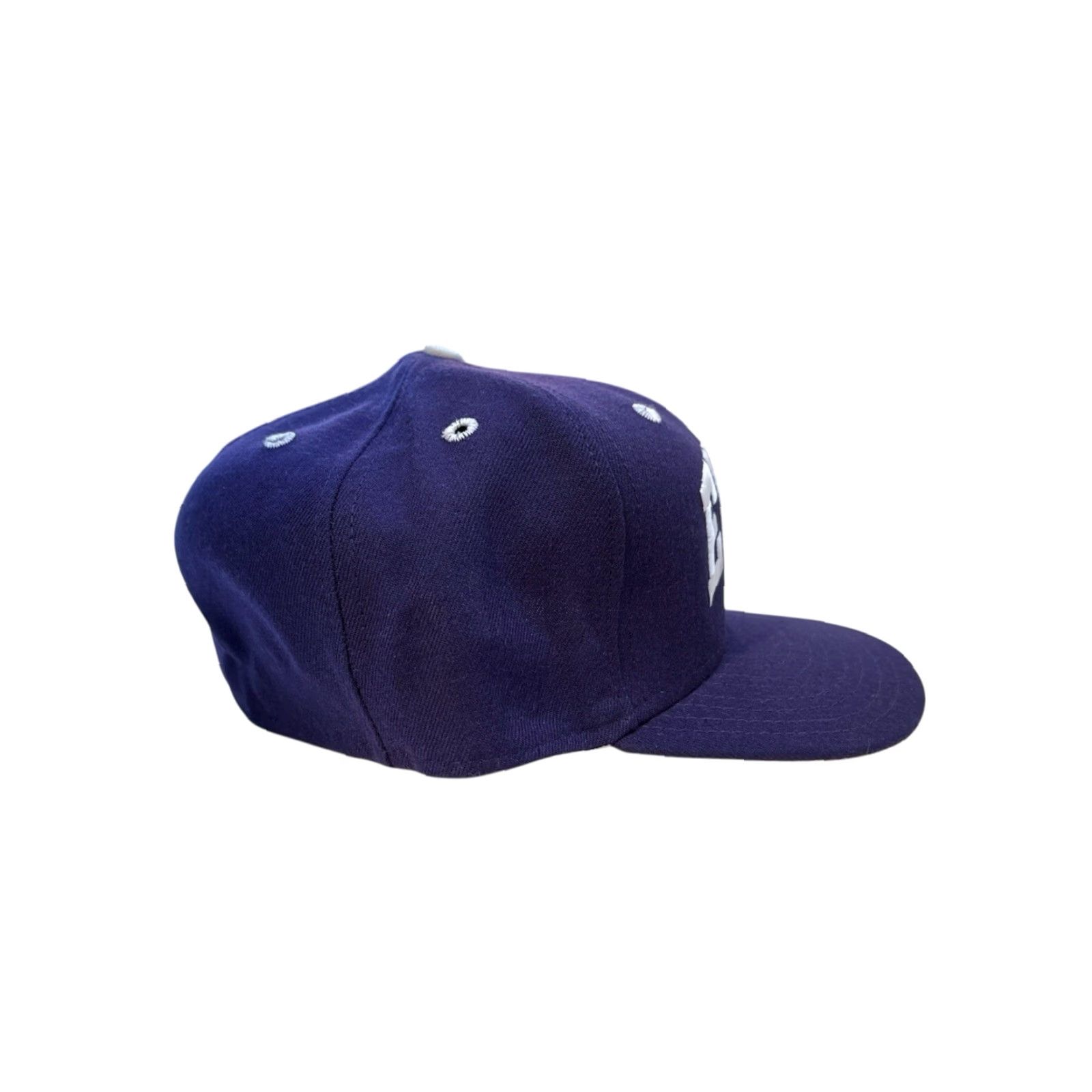 New Era vintage New Era fitted hat 7 1/2 purple USA made NWT deadstock wool blend embroidered logos white button eyelets Mens Cap Size ONE SIZE - 5 Thumbnail