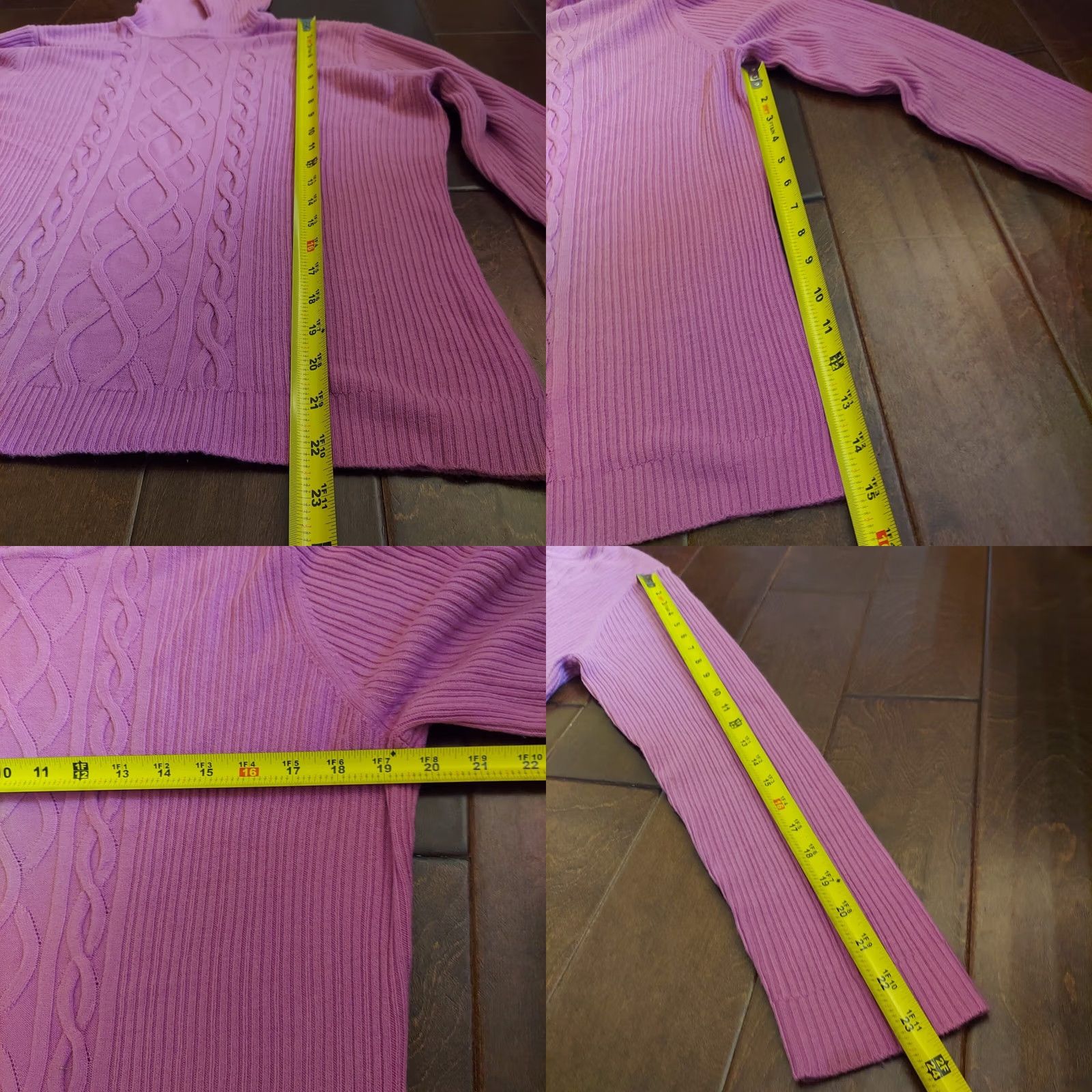 Vintage Requirements Purple Knitted Pattern Long Sleeve Turtleneck Sweater XL Women's Pullover, Breathable Acrylic, Winter/Fall, Casual/Work/Travel, XO Size XL / US 12-14 / IT 48-50 - 9 Thumbnail
