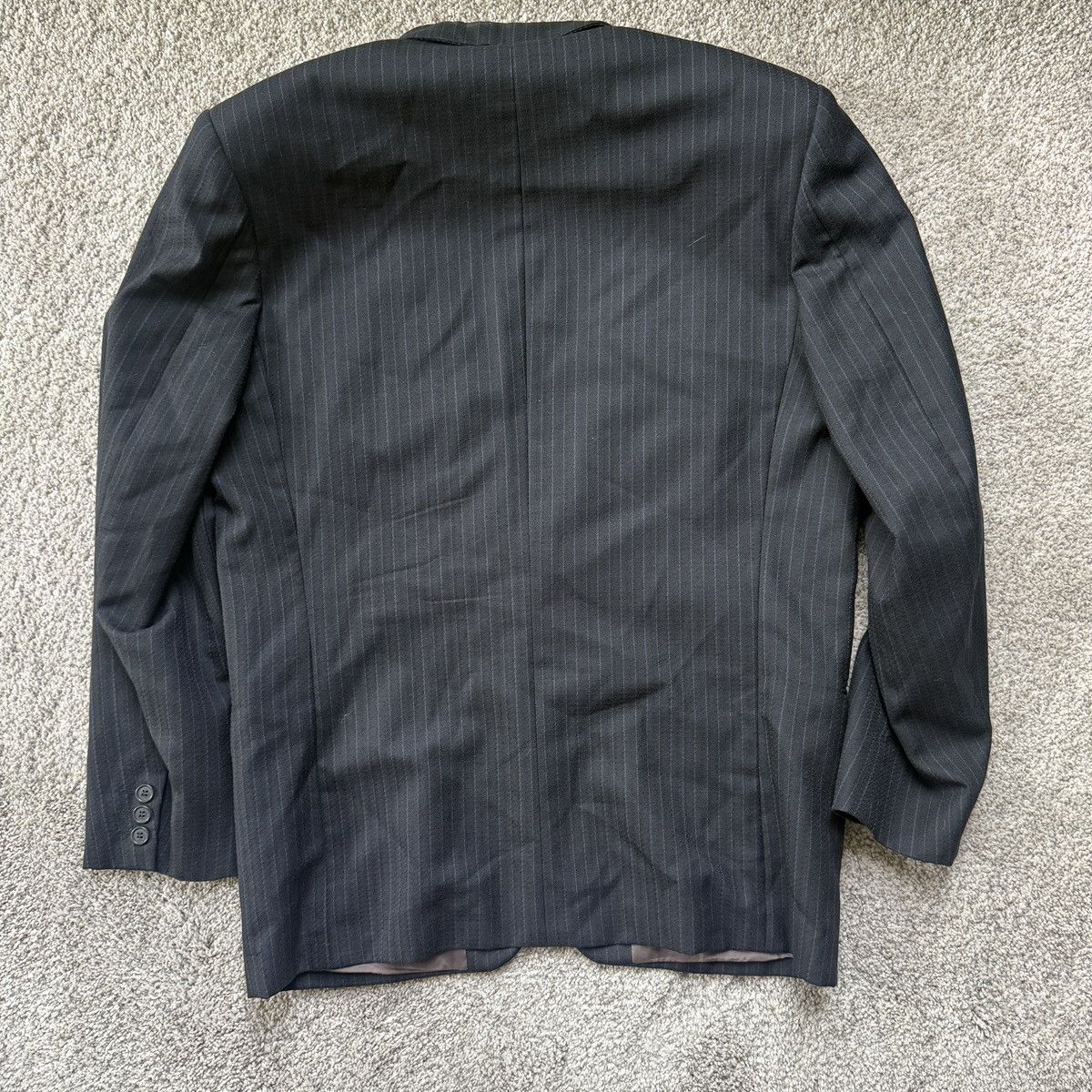 Yves Saint Laurent Vintage Yves Saint Laurent Mens Gray Wool 80s Pinstripe Size 46R - 4 Thumbnail