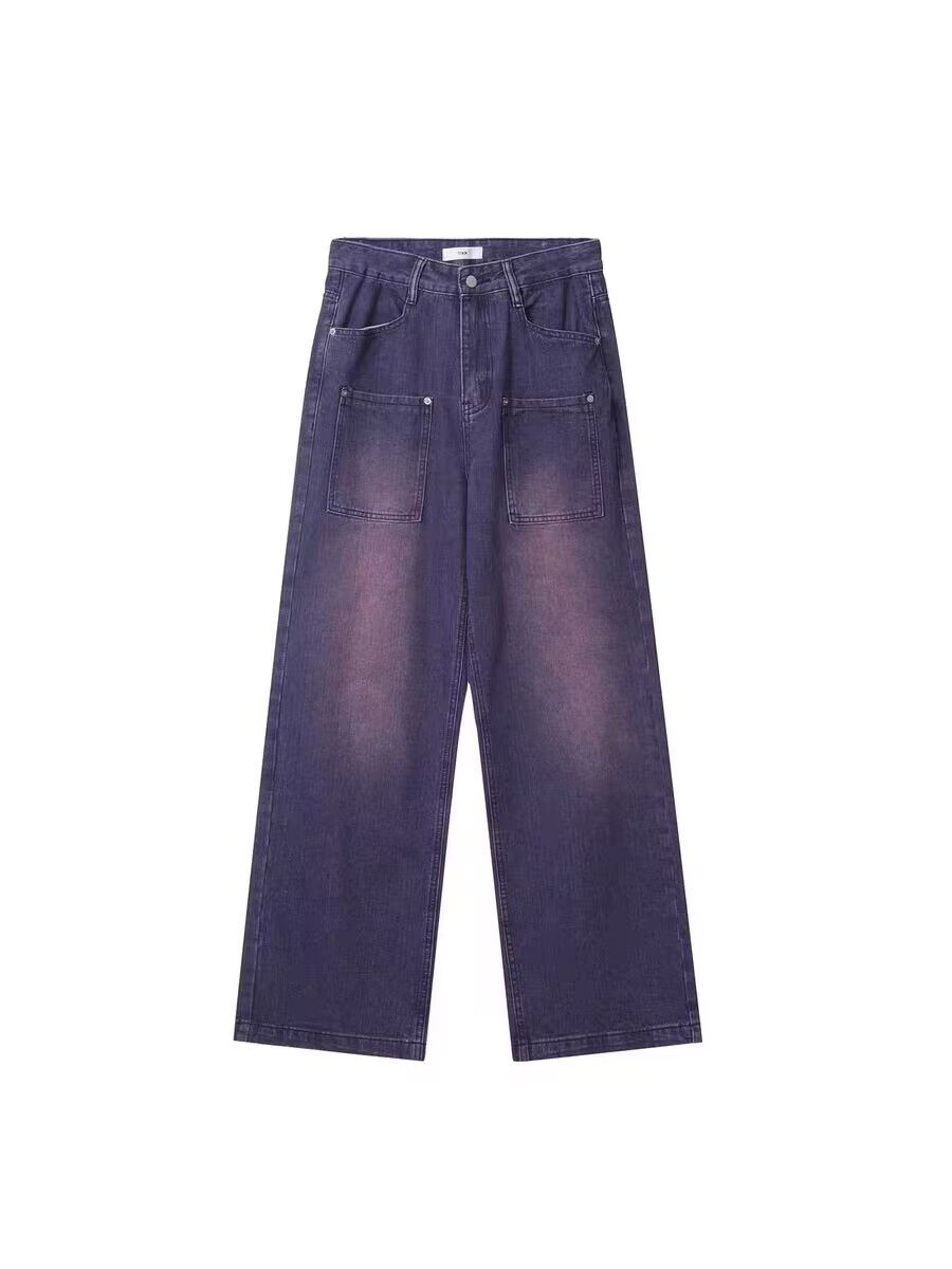 Japanese Brand × Jean Vintage Purple Washed Distressed Wide Leg Jeans Size US 34 / EU 50 - 5 Thumbnail