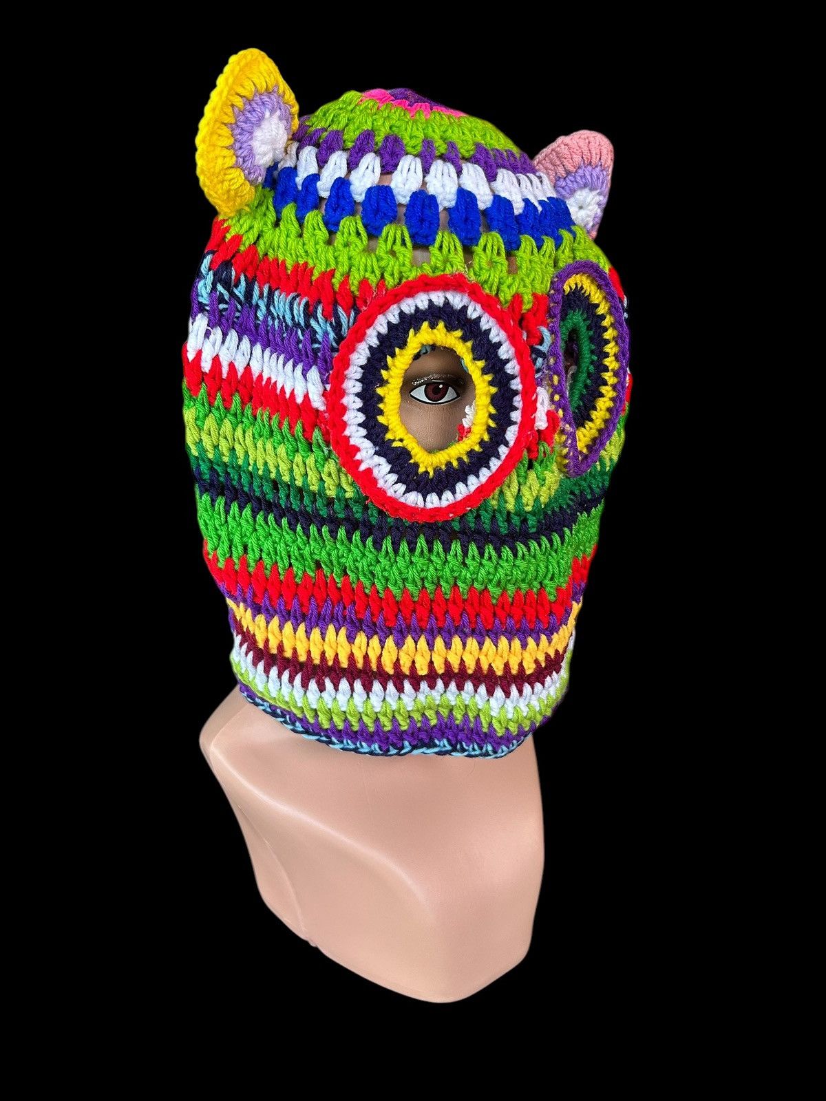 Japanese Brand × Kapital × Vintage Rare Balaclava Masked Crochet Knitted Handmade Size ONE SIZE - 2 Thumbnail