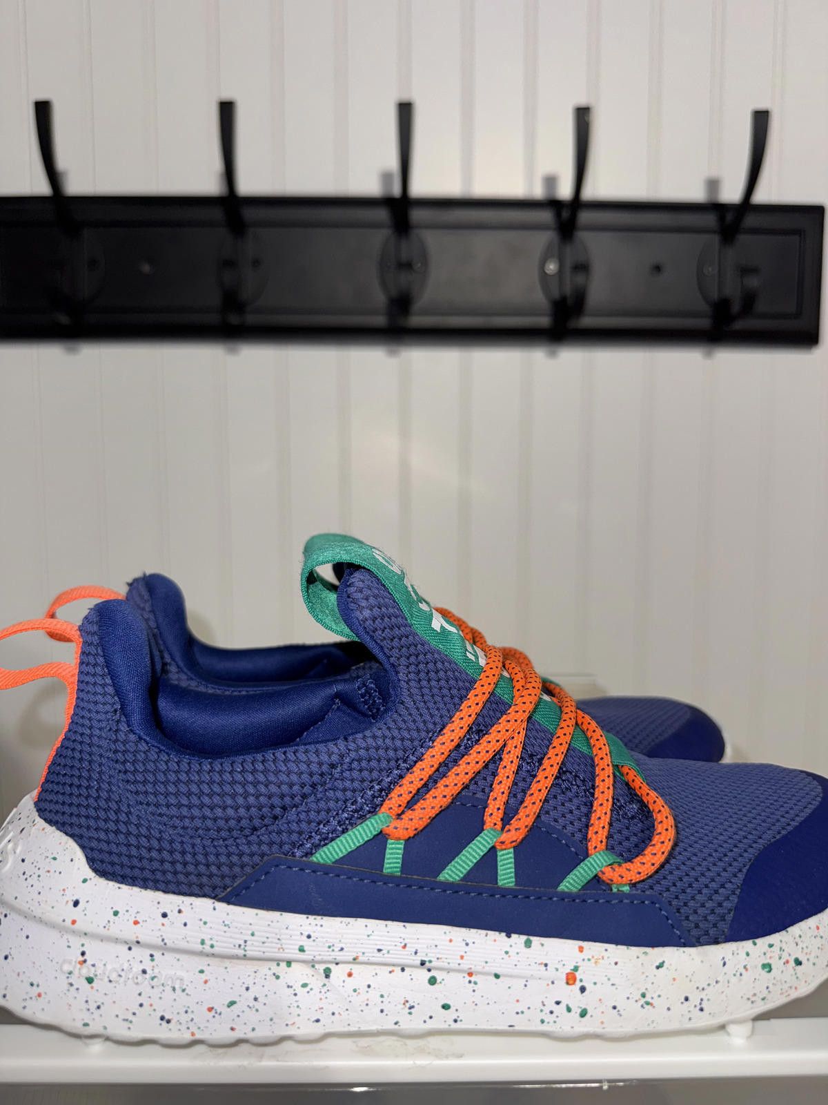 Adidas Adidas Blue and Green Sneakers with Orange Laces, Size 4 US Size US 5 / EU 37 - 2 Thumbnail